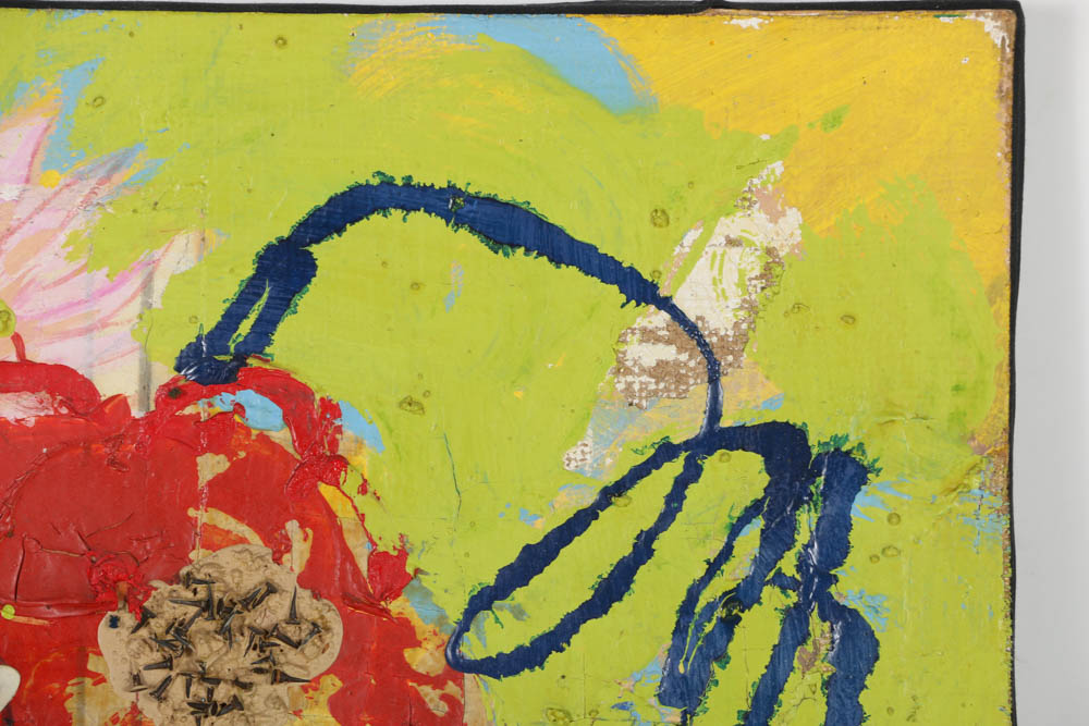 Jacques Lamy Mixed Media on Canvas "Red Flowers"