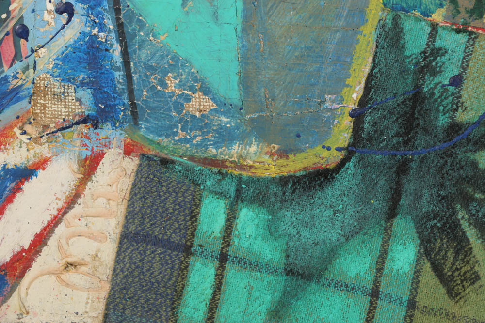 Jacques Lamy Mixed Media on Canvas "Red Flowers"