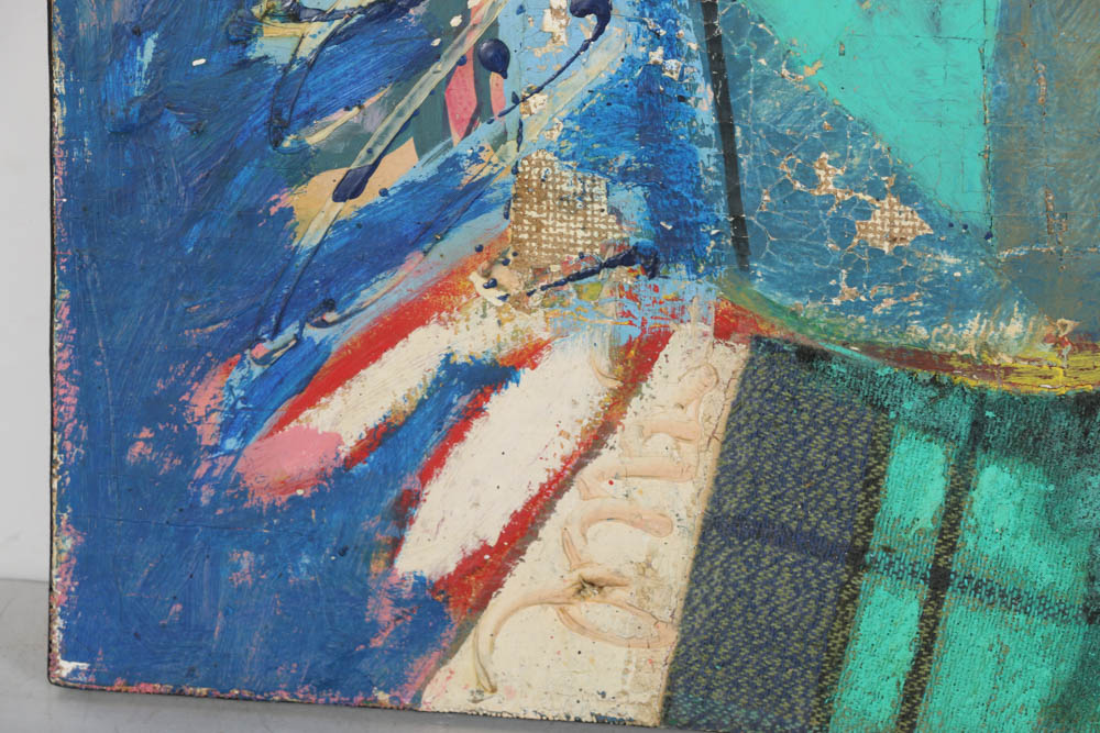 Jacques Lamy Mixed Media on Canvas "Red Flowers"