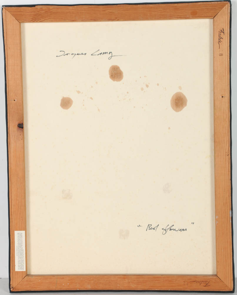 Jacques Lamy Mixed Media on Canvas "Red Flowers"