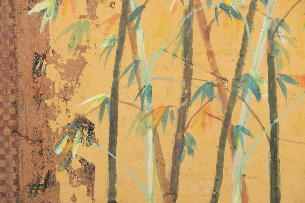 Jacques Lemy Mixed Media Painting on Board of Bamboo