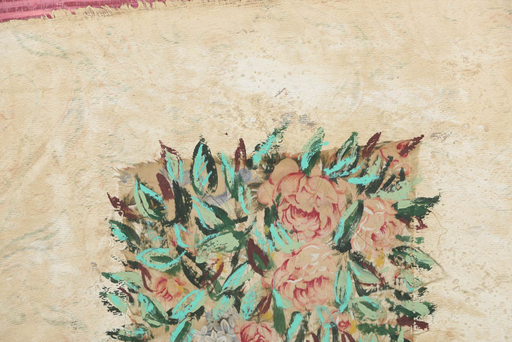 Jacques Lemy Mixed Media Painting on Board of Rose Bush