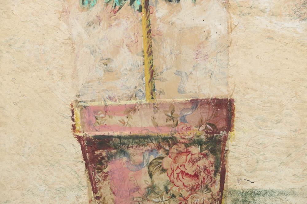 Jacques Lemy Mixed Media Painting on Board of Rose Bush