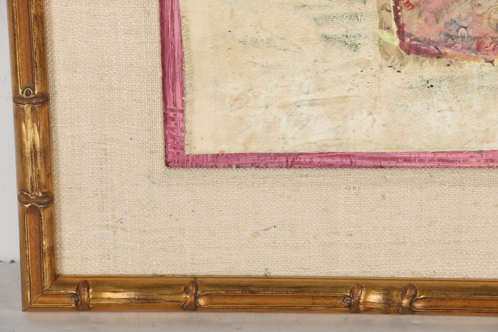 Jacques Lemy Mixed Media Painting on Board of Rose Bush