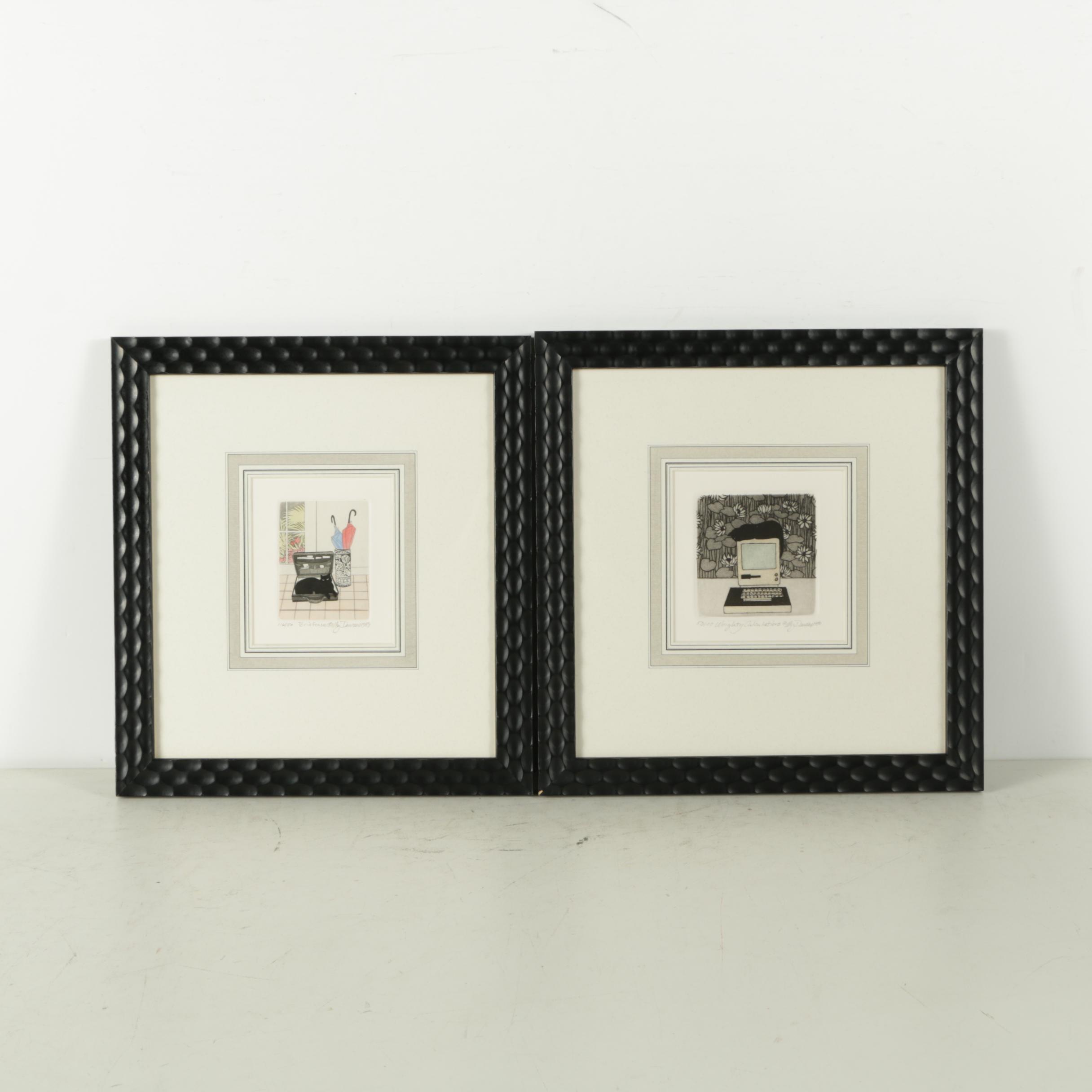 Meg Dawson Limited Edition Hand Colored Etchings on Paper