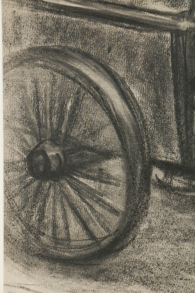 Florence Bartley Smithburn Charcoal Drawing on Paper of a Wagon Scene