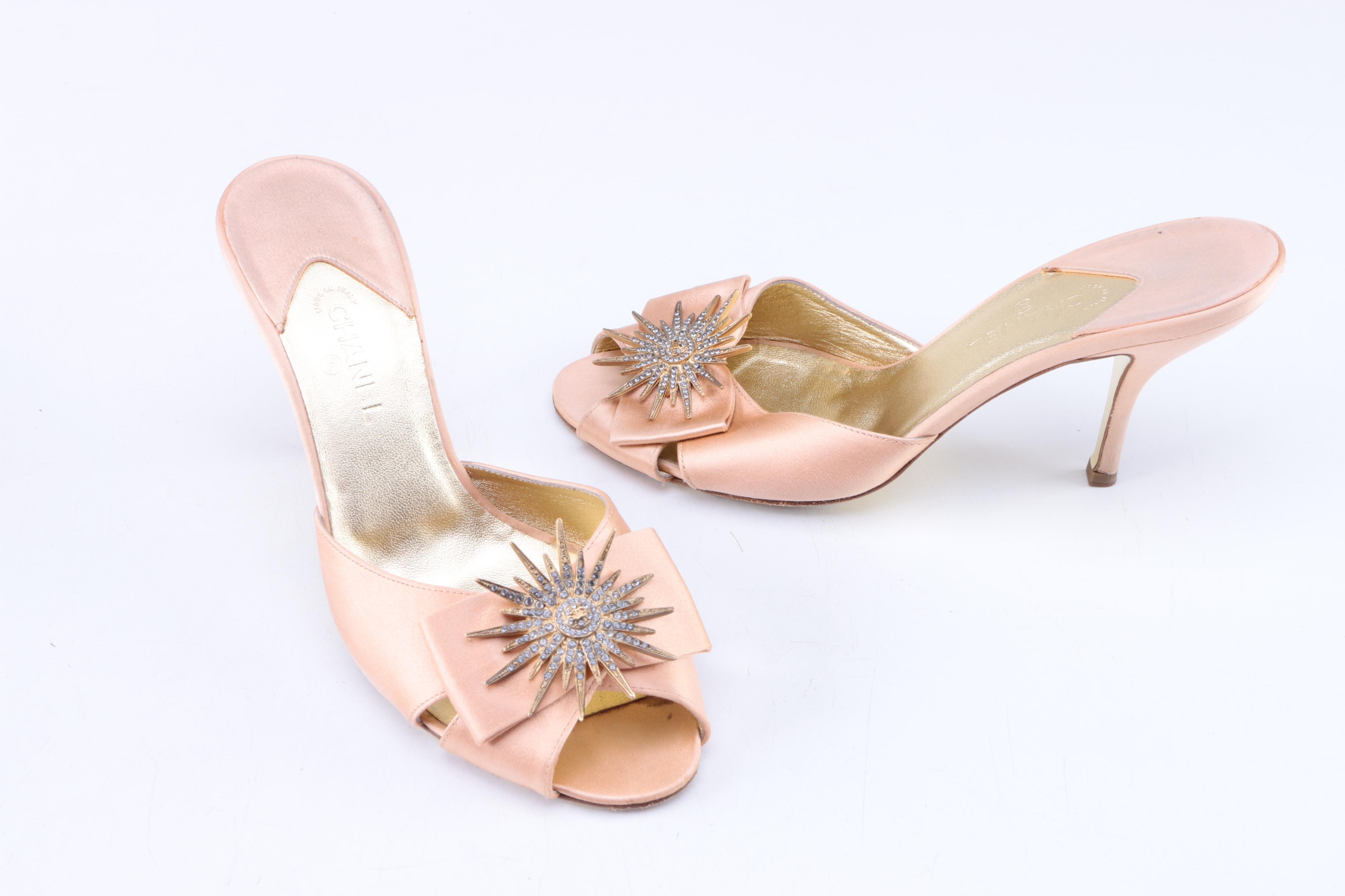 Chanel Peep Toe Slide Heels