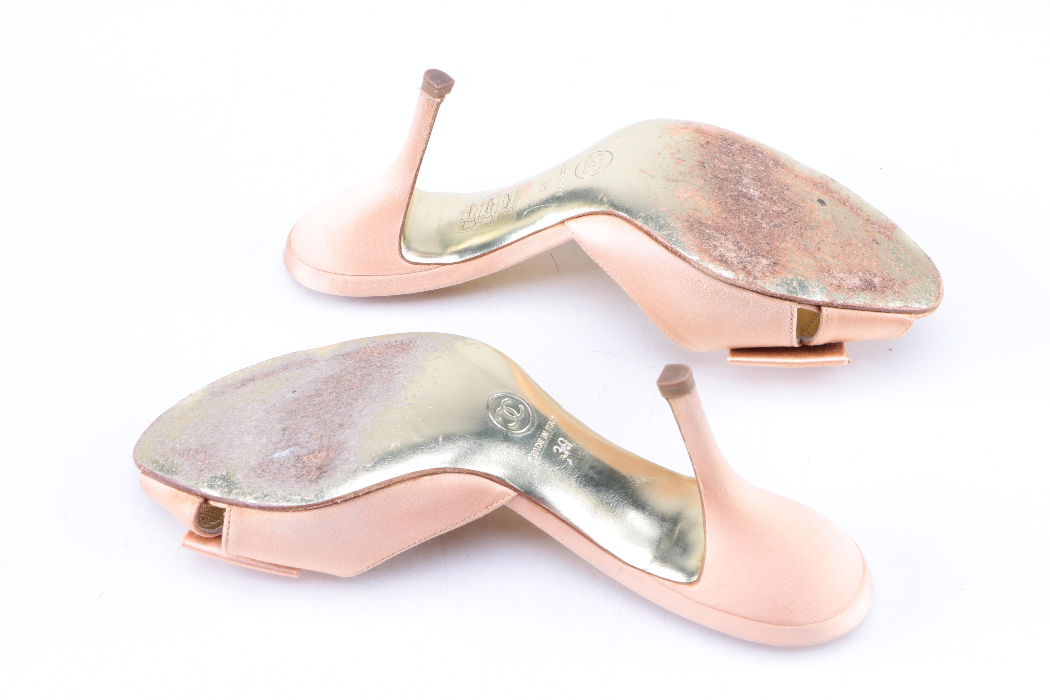 Chanel Peep Toe Slide Heels