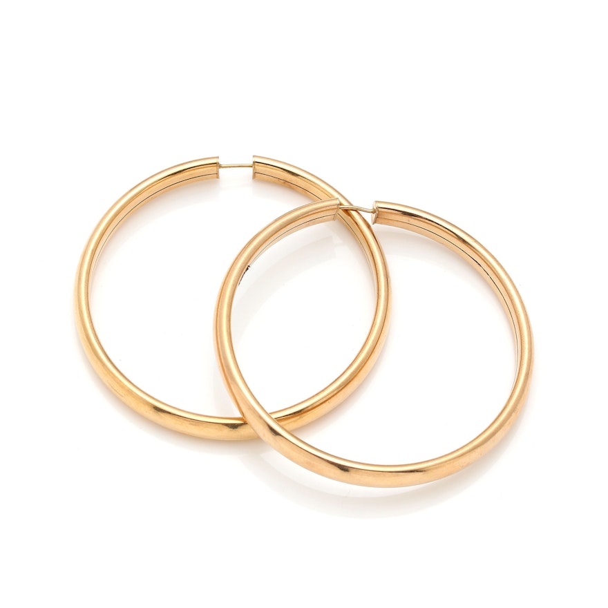 14K Yellow Gold Large Hoop Earrings