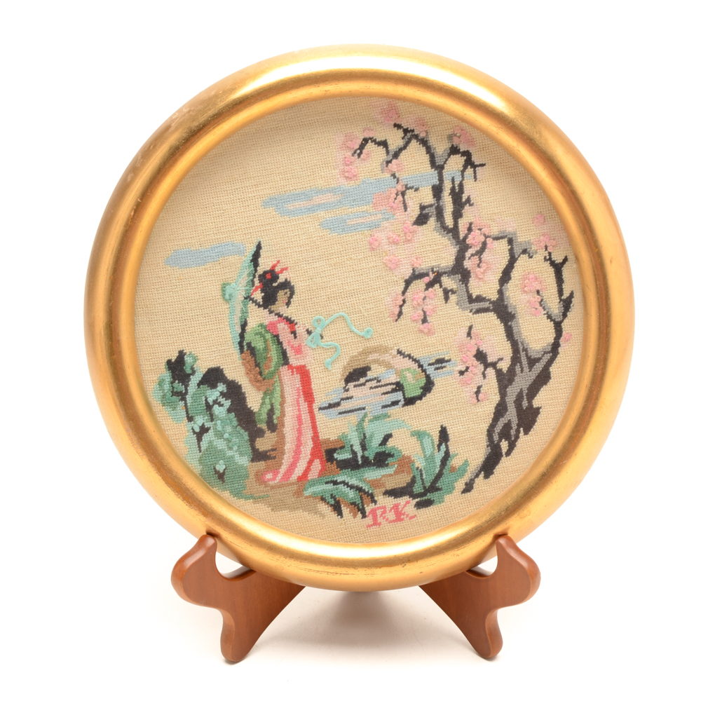 Framed Japanese Style Needlepoint