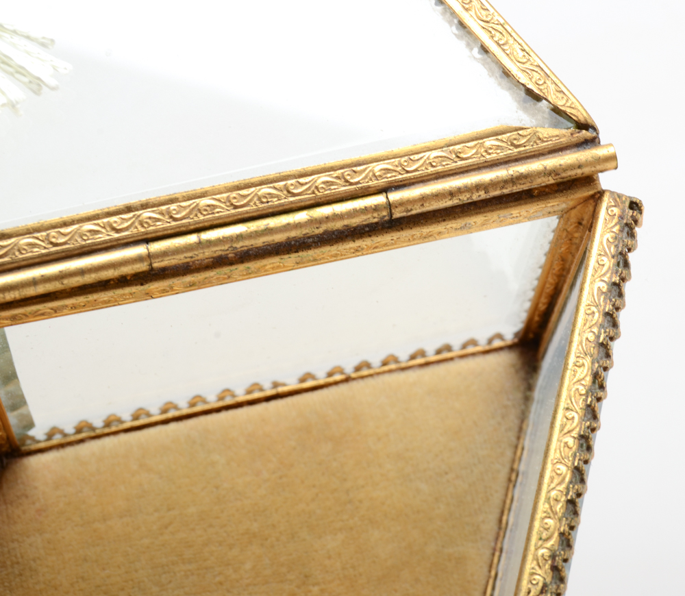 Vintage Stylebuilt Beveled Glass jewelry Casket