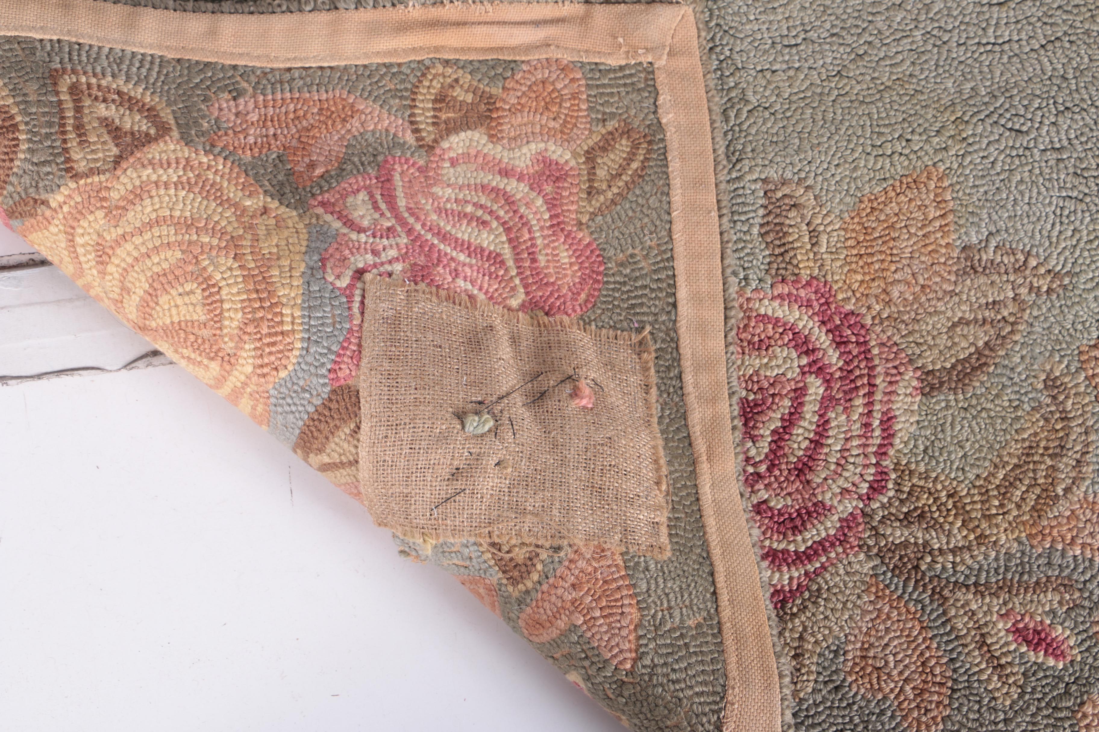 Pair of Vintage Hooked Floral Accent Rugs