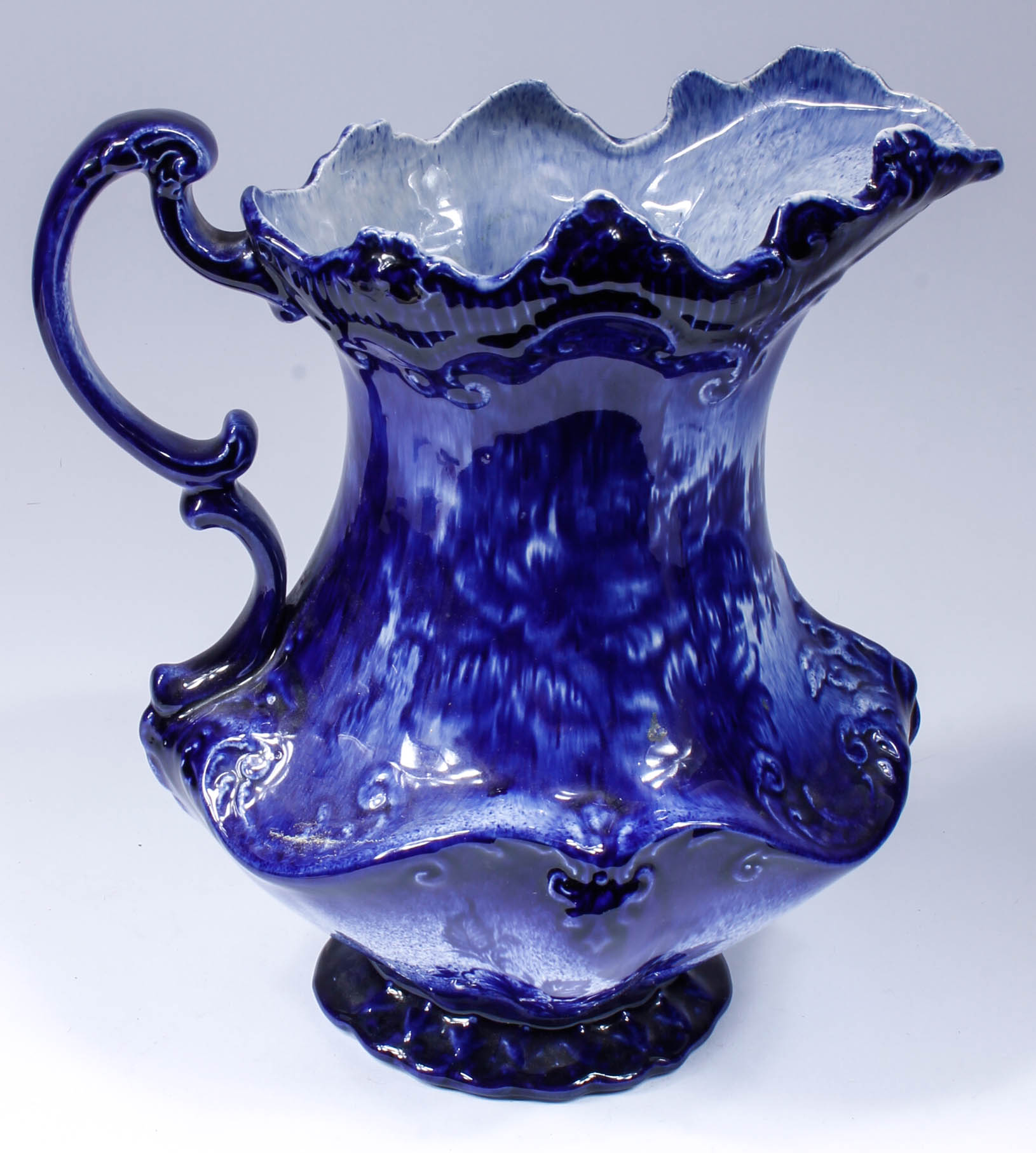 Vintage Blue and White Monarch Staffordshire English Pitcher and Wash Bowl Set