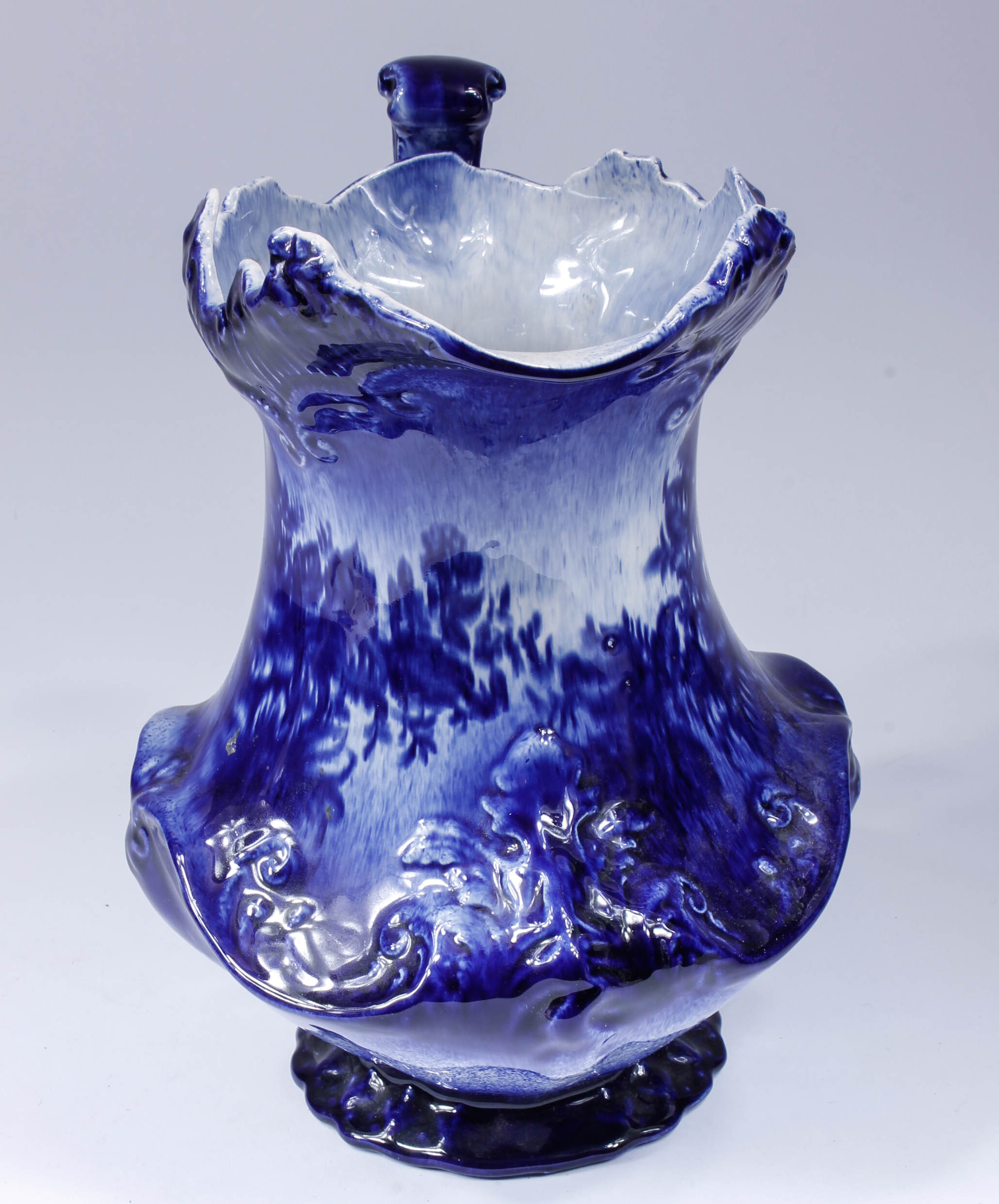 Vintage Blue and White Monarch Staffordshire English Pitcher and Wash Bowl Set