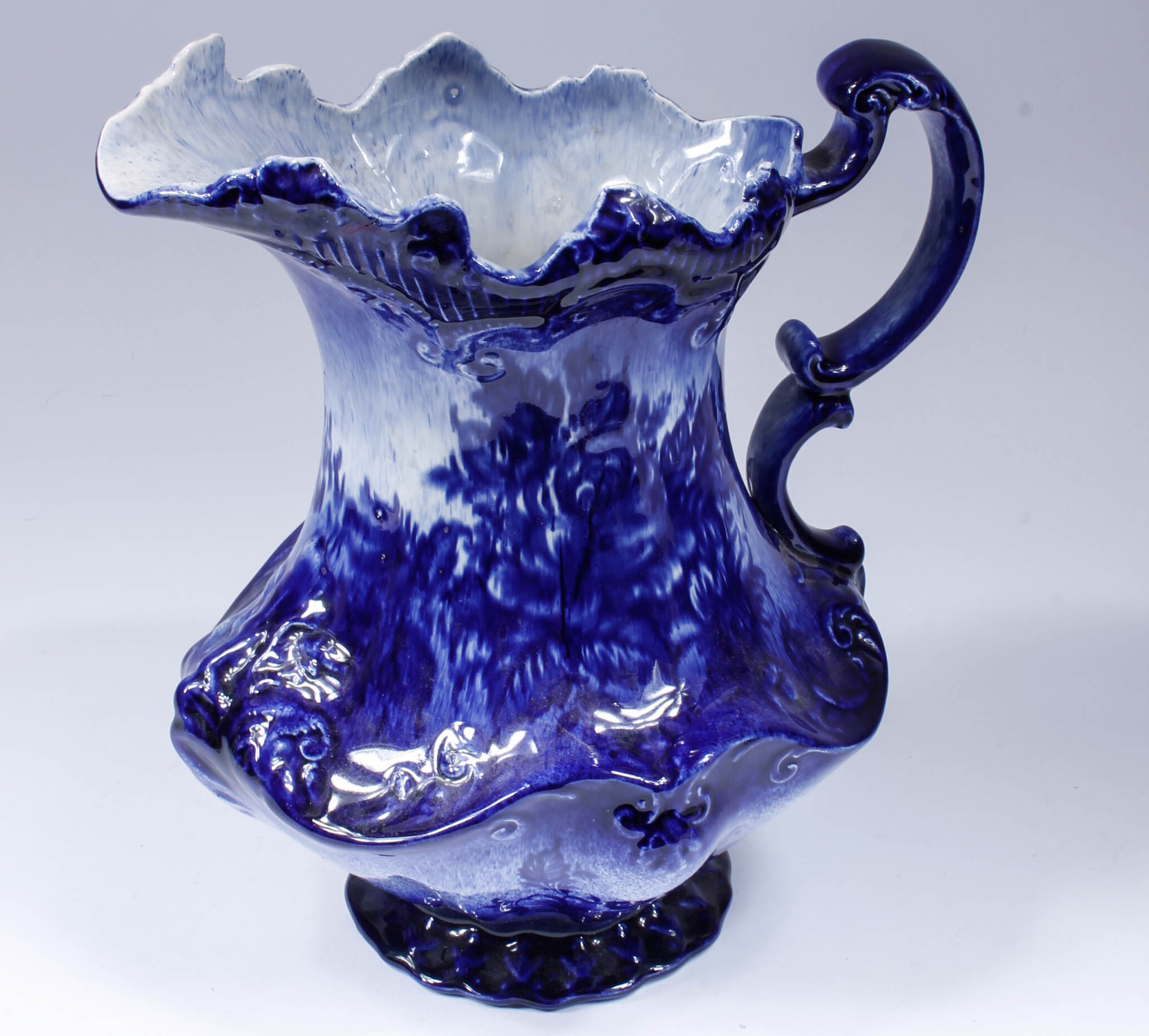 Vintage Blue and White Monarch Staffordshire English Pitcher and Wash Bowl Set