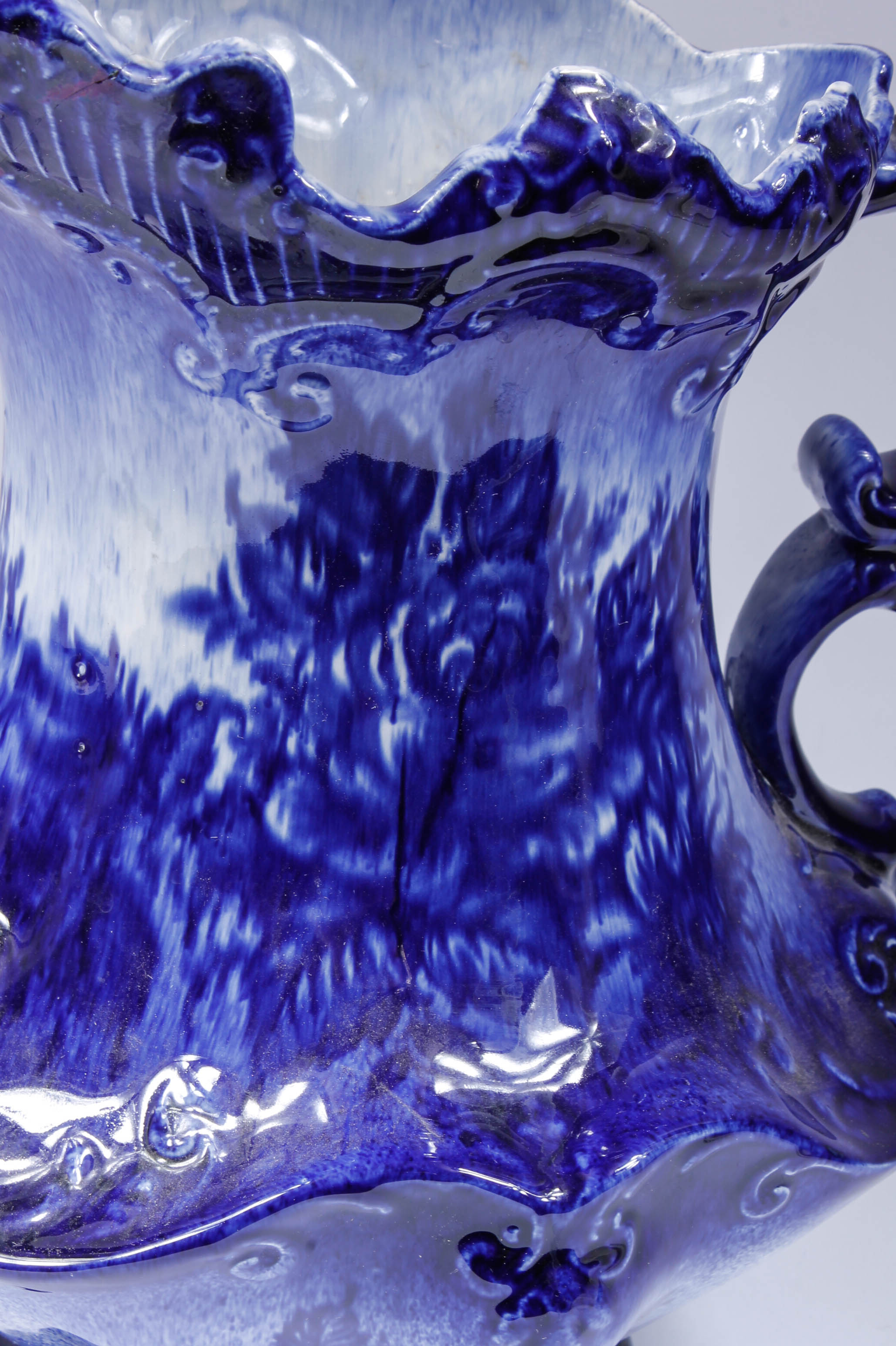 Vintage Blue and White Monarch Staffordshire English Pitcher and Wash Bowl Set