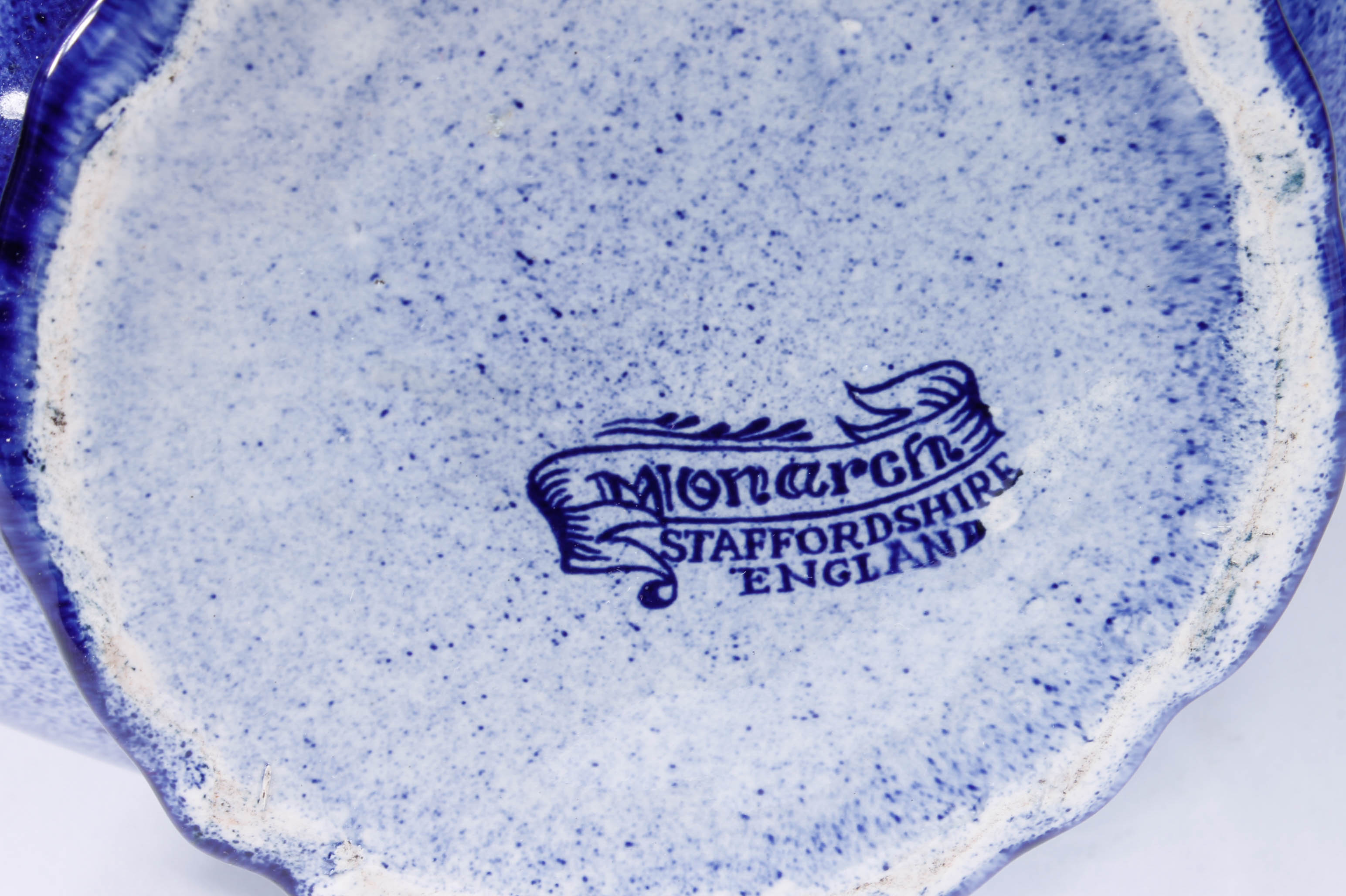 Vintage Blue and White Monarch Staffordshire English Pitcher and Wash Bowl Set