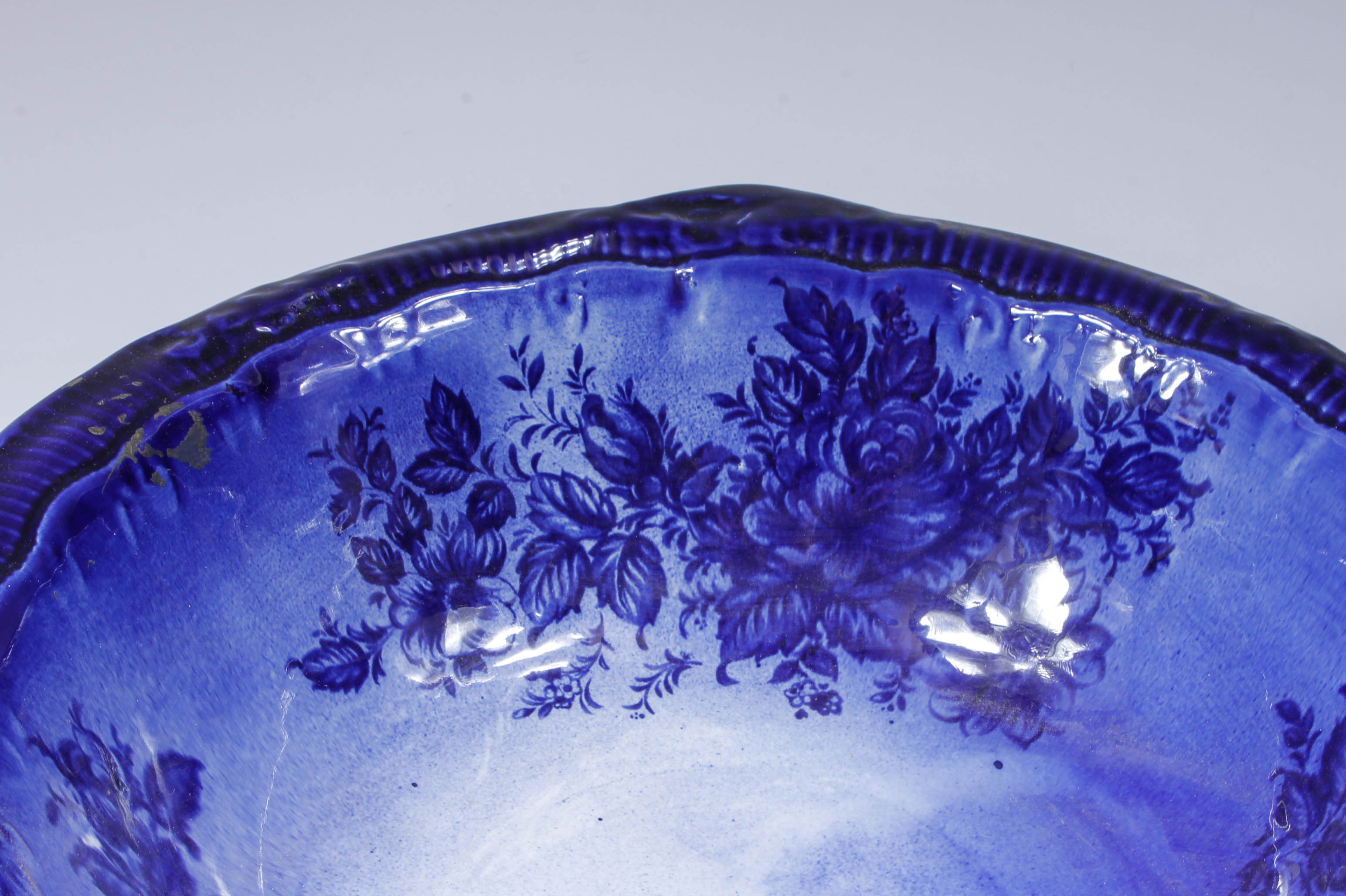 Vintage Blue and White Monarch Staffordshire English Pitcher and Wash Bowl Set