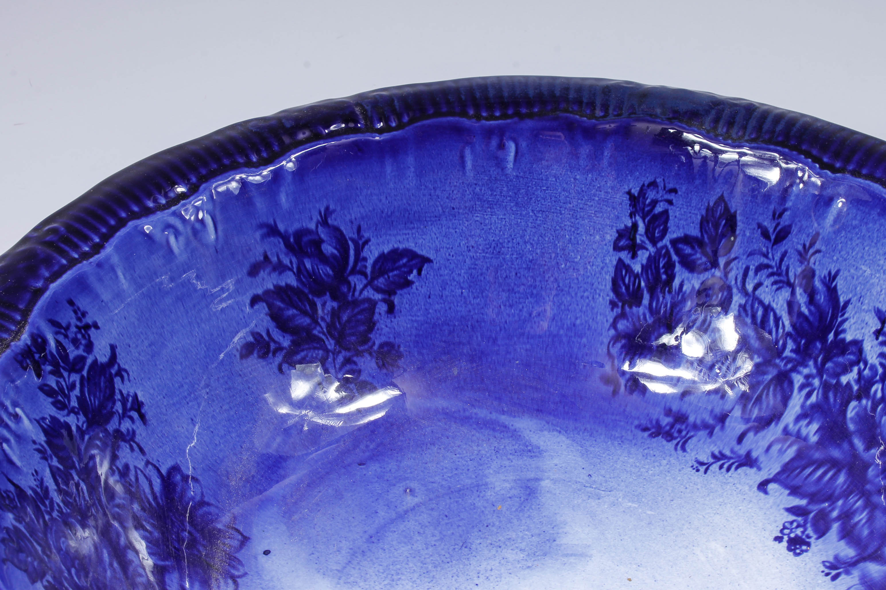 Vintage Blue and White Monarch Staffordshire English Pitcher and Wash Bowl Set