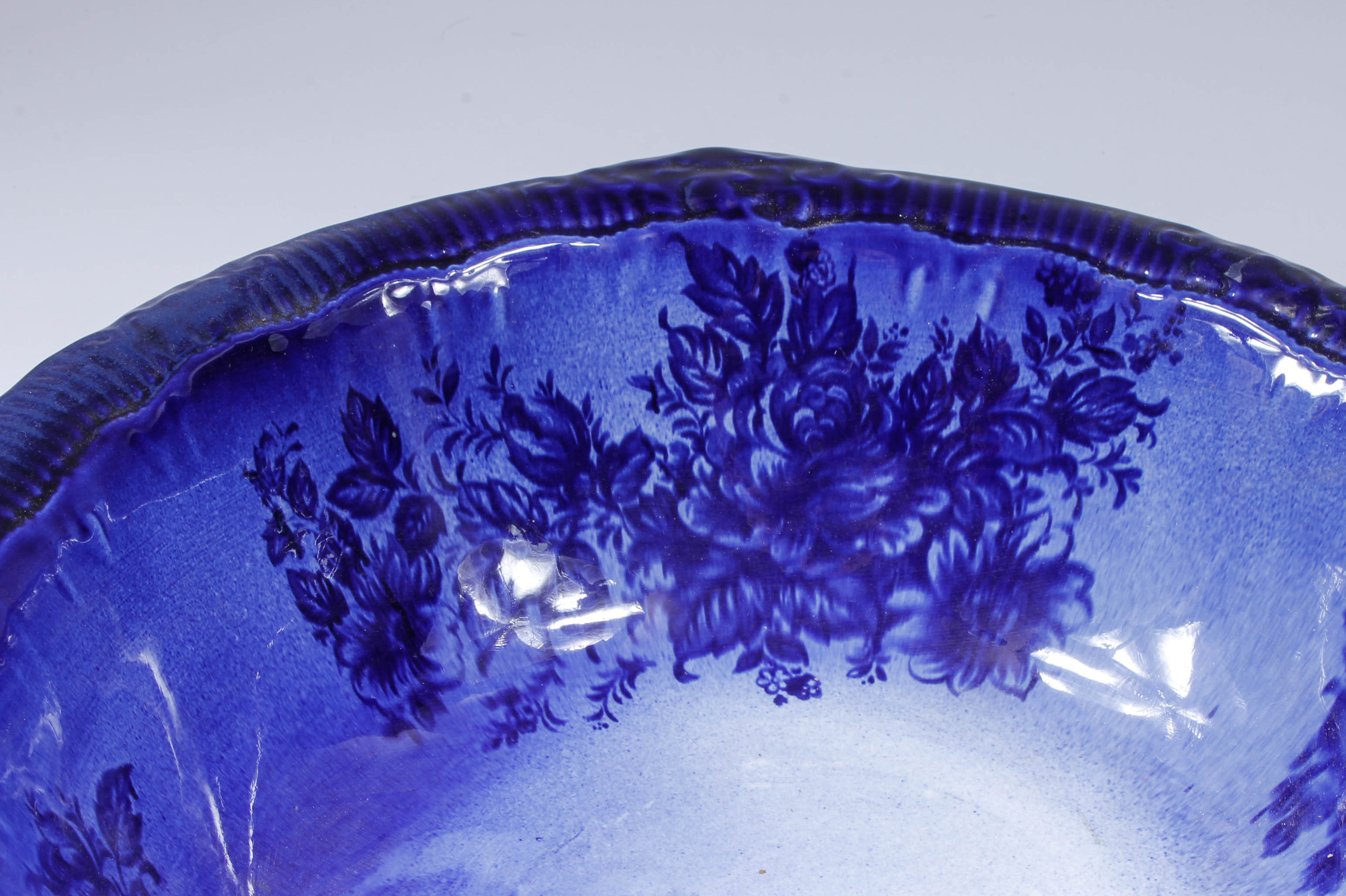 Vintage Blue and White Monarch Staffordshire English Pitcher and Wash Bowl Set