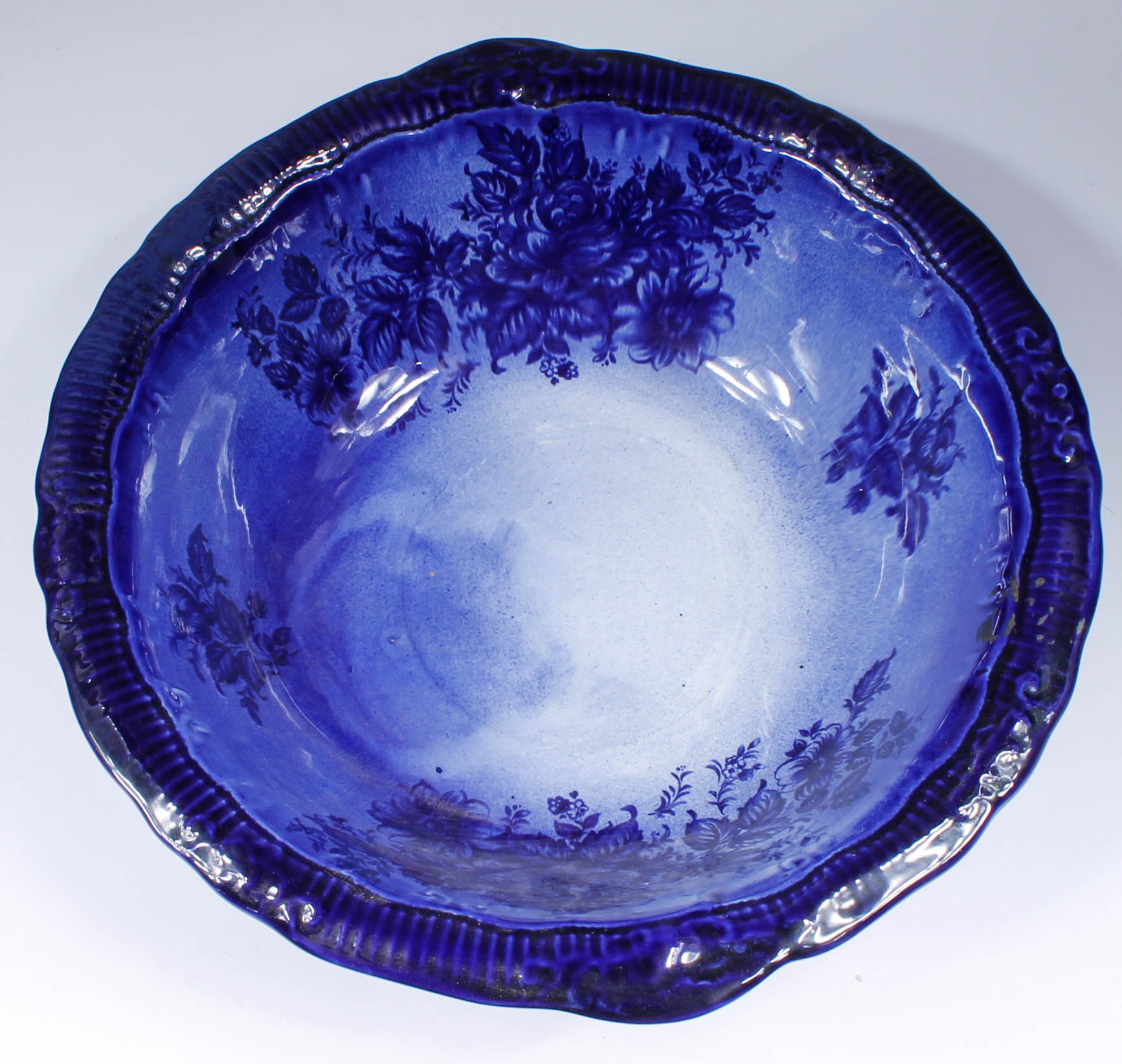 Vintage Blue and White Monarch Staffordshire English Pitcher and Wash Bowl Set