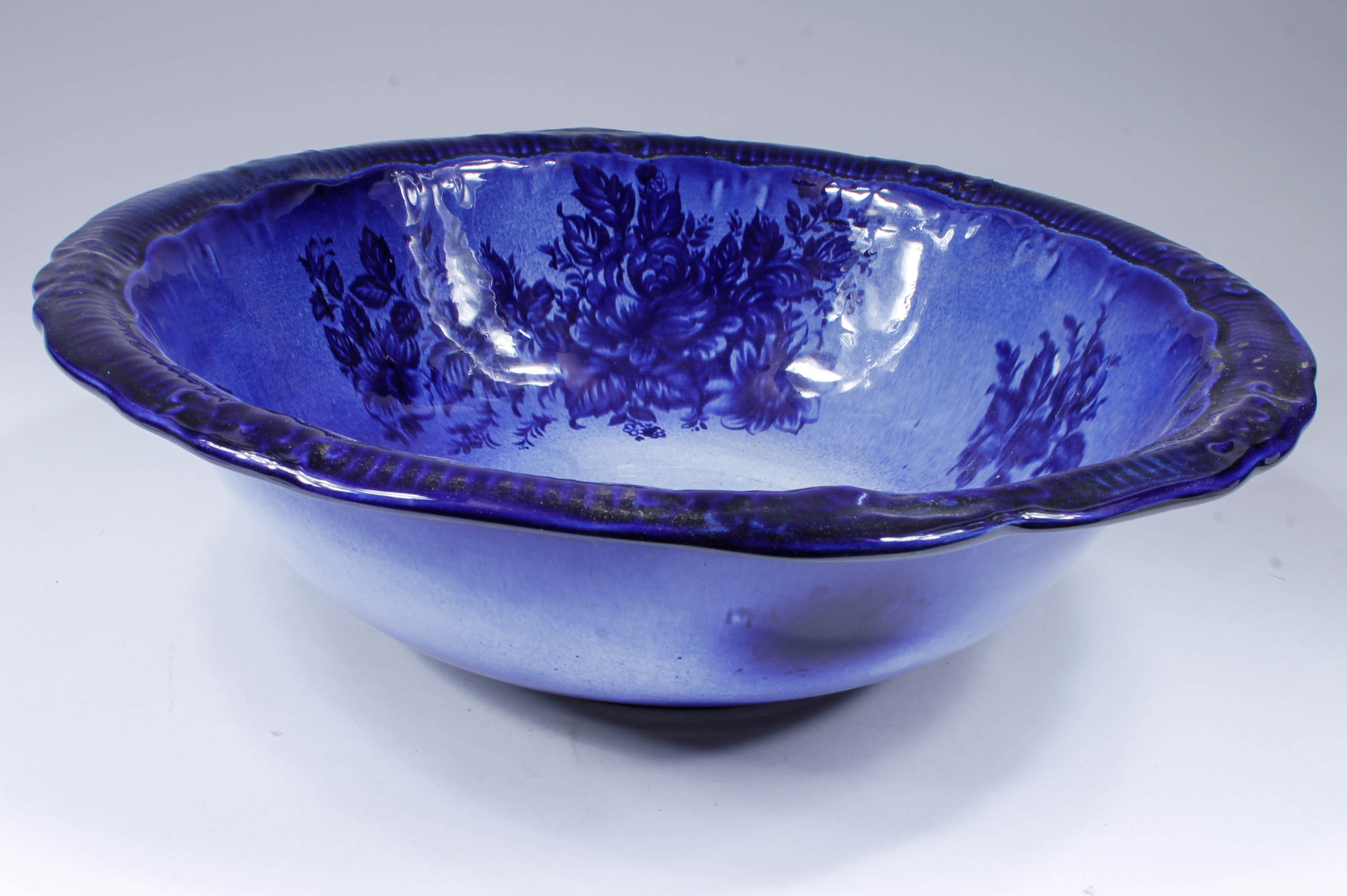 Vintage Blue and White Monarch Staffordshire English Pitcher and Wash Bowl Set