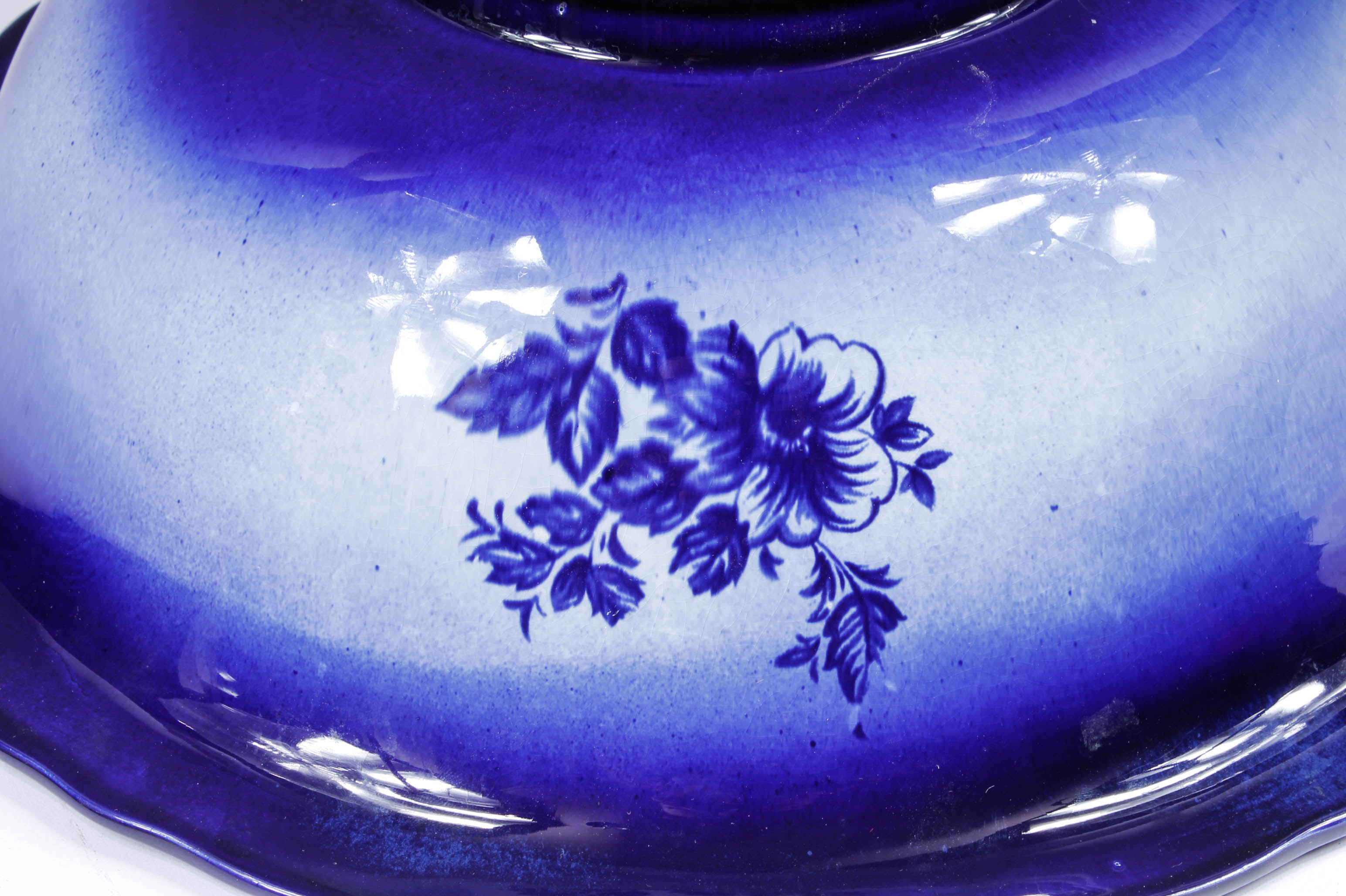 Vintage Blue and White Monarch Staffordshire English Pitcher and Wash Bowl Set