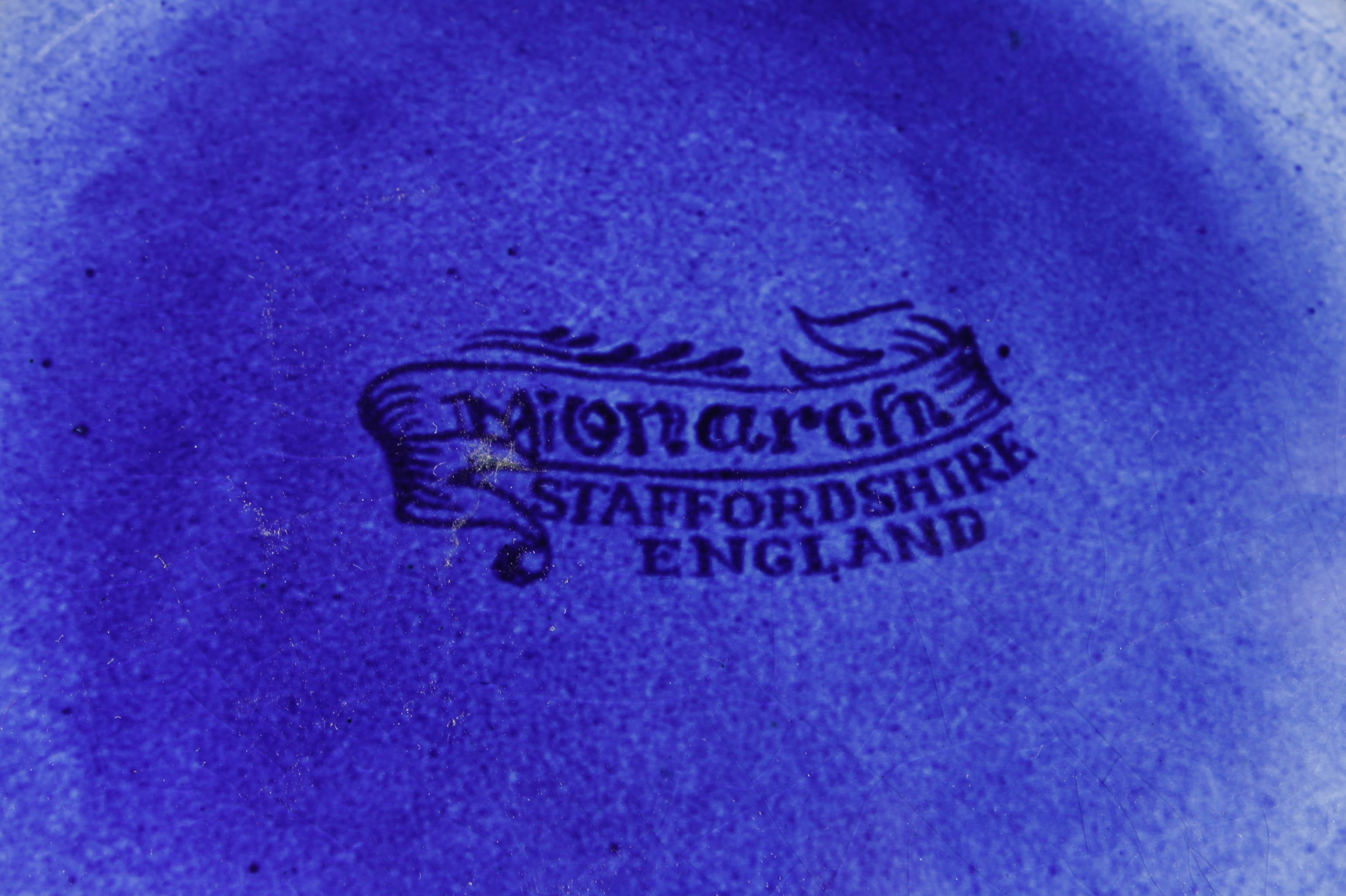 Vintage Blue and White Monarch Staffordshire English Pitcher and Wash Bowl Set