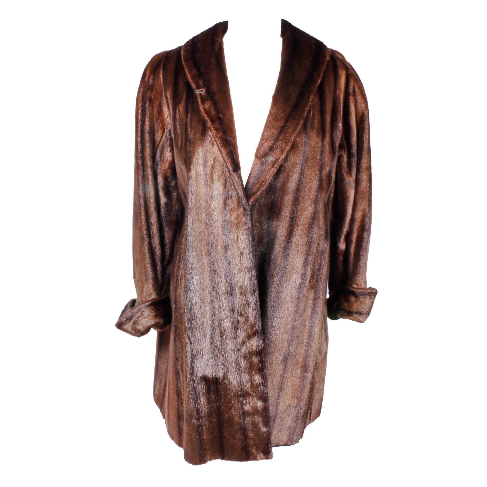 Vintage Mahogany Brown Marmot Fur Coat