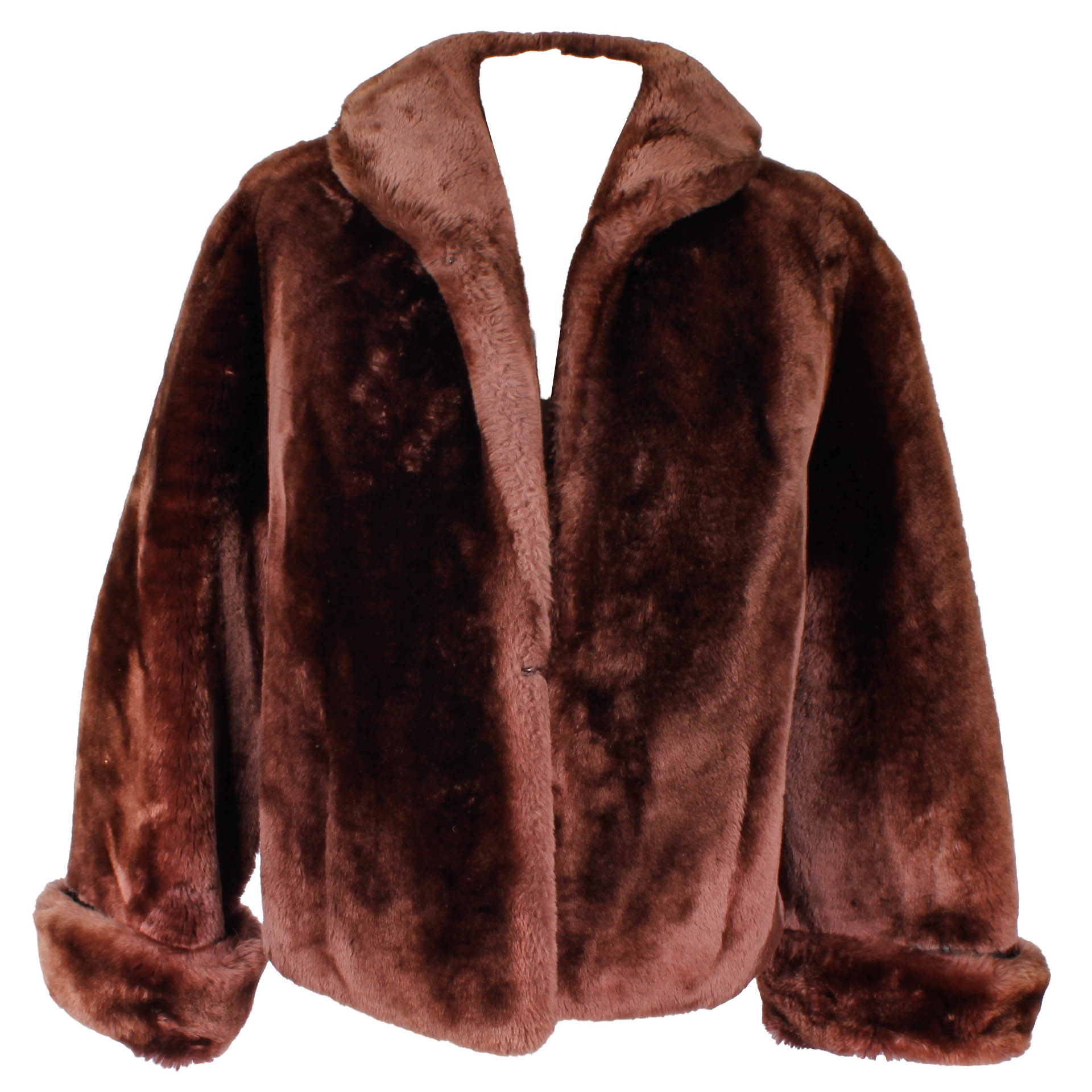 Plastic Processed Lambskin Mouton Fur Coat by Colbert