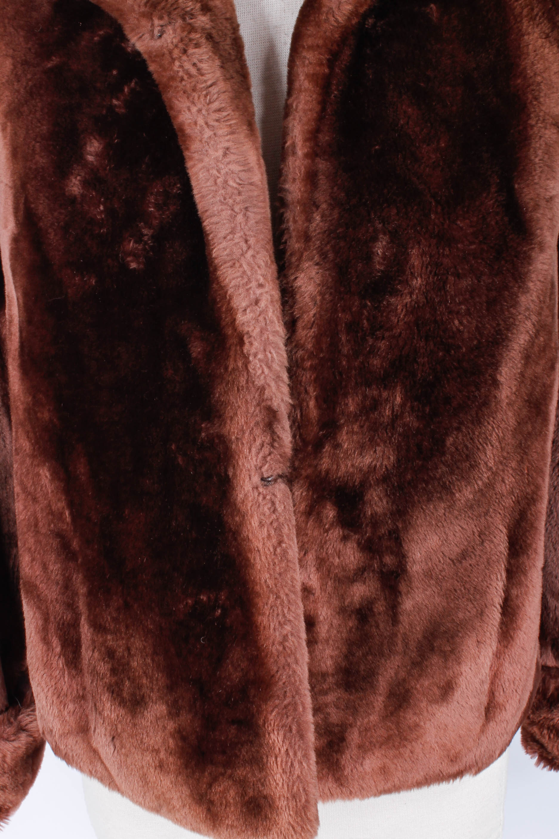 Plastic Processed Lambskin Mouton Fur Coat by Colbert