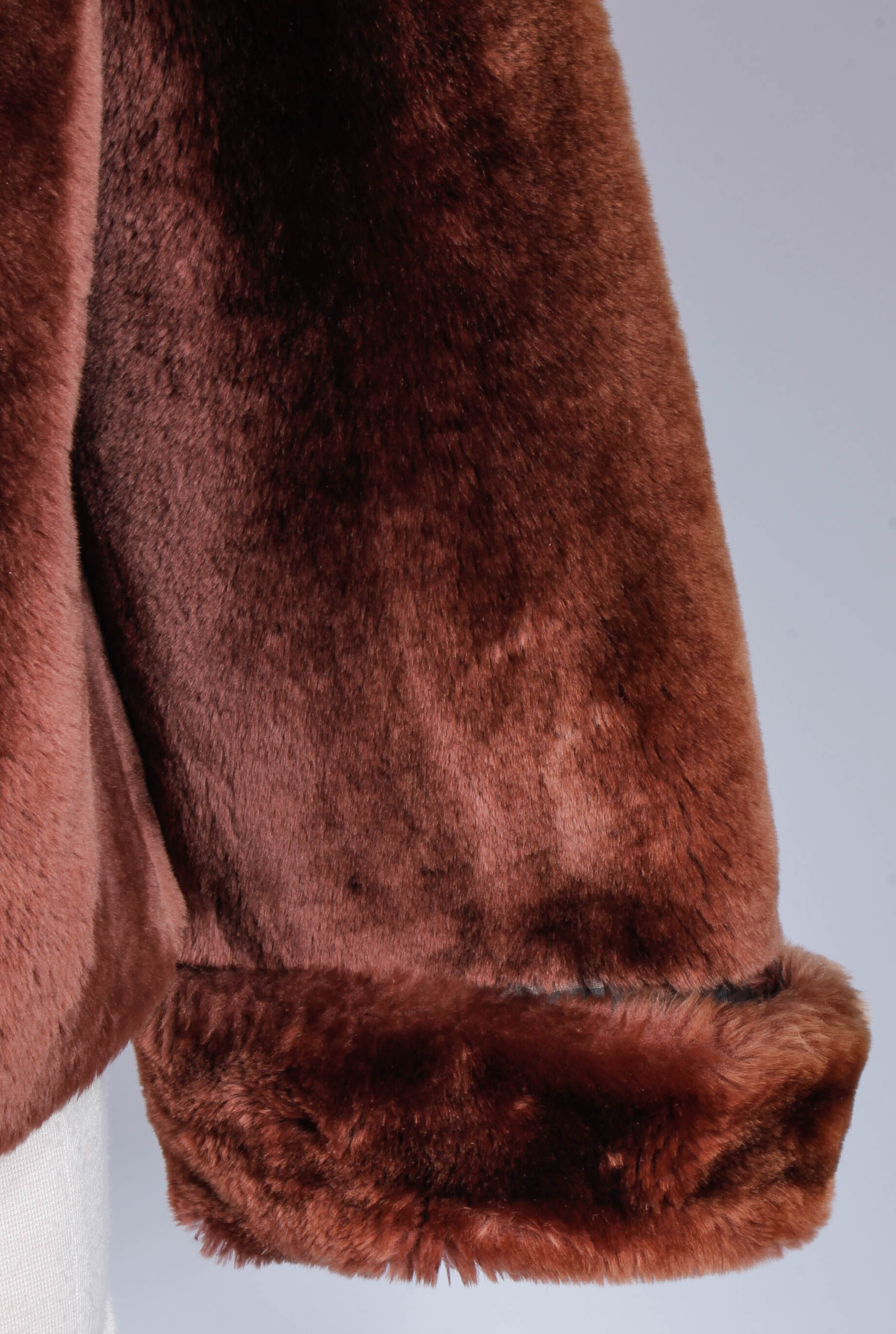 Plastic Processed Lambskin Mouton Fur Coat by Colbert