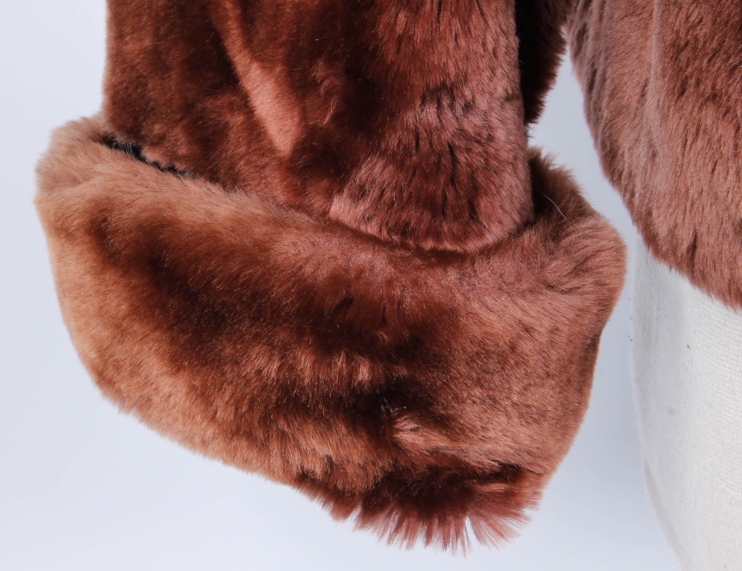 Plastic Processed Lambskin Mouton Fur Coat by Colbert