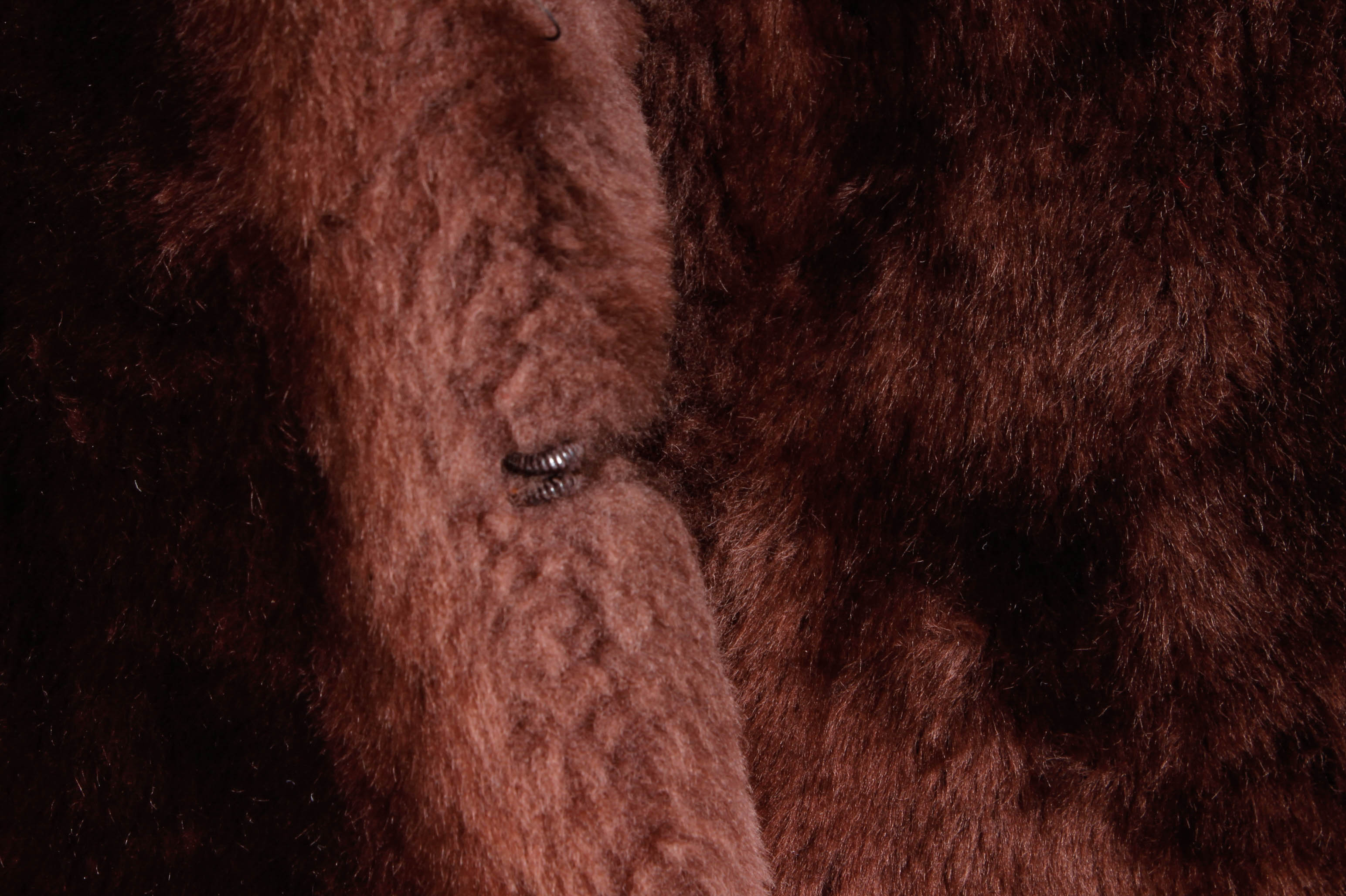 Plastic Processed Lambskin Mouton Fur Coat by Colbert
