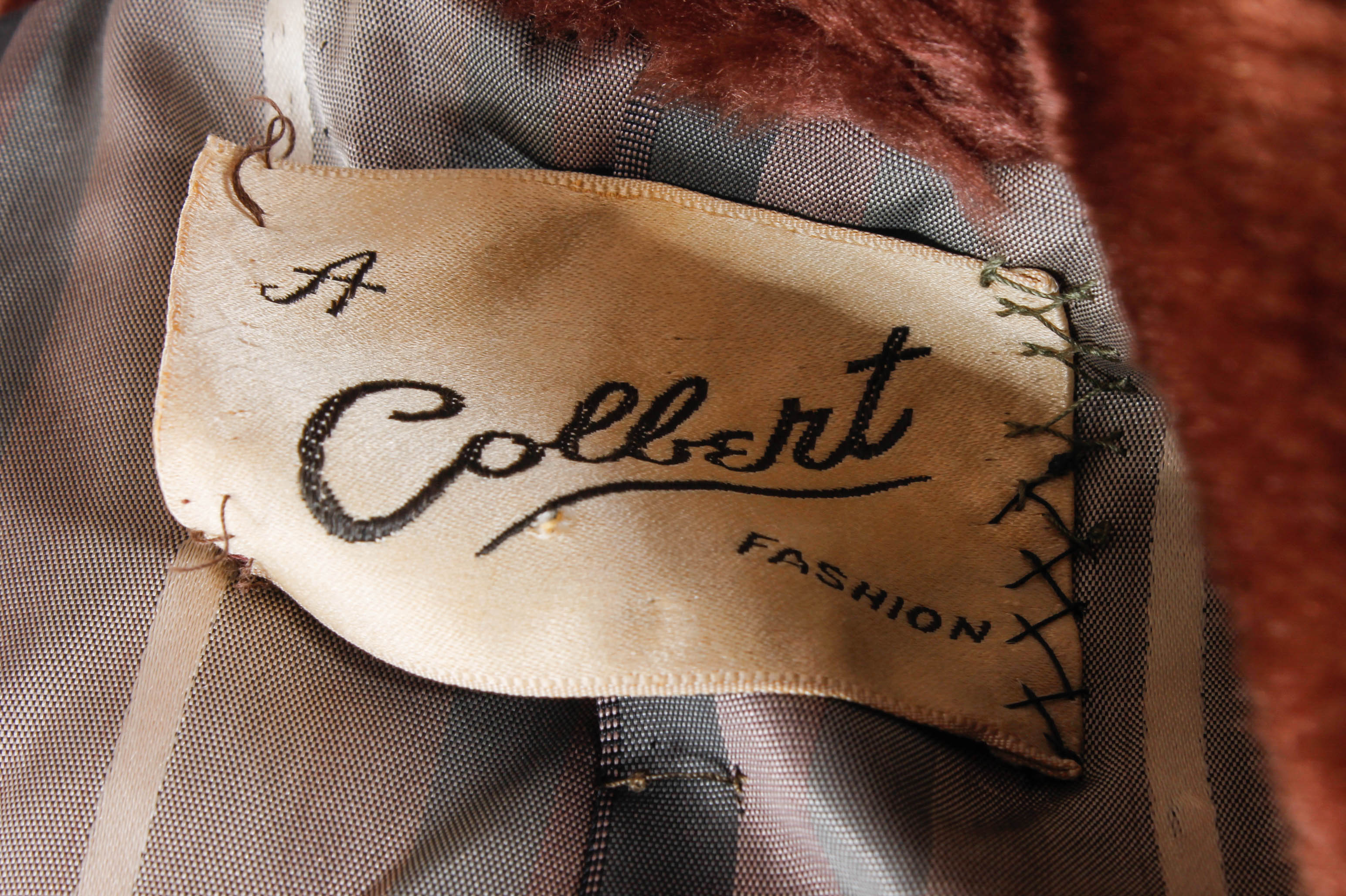 Plastic Processed Lambskin Mouton Fur Coat by Colbert