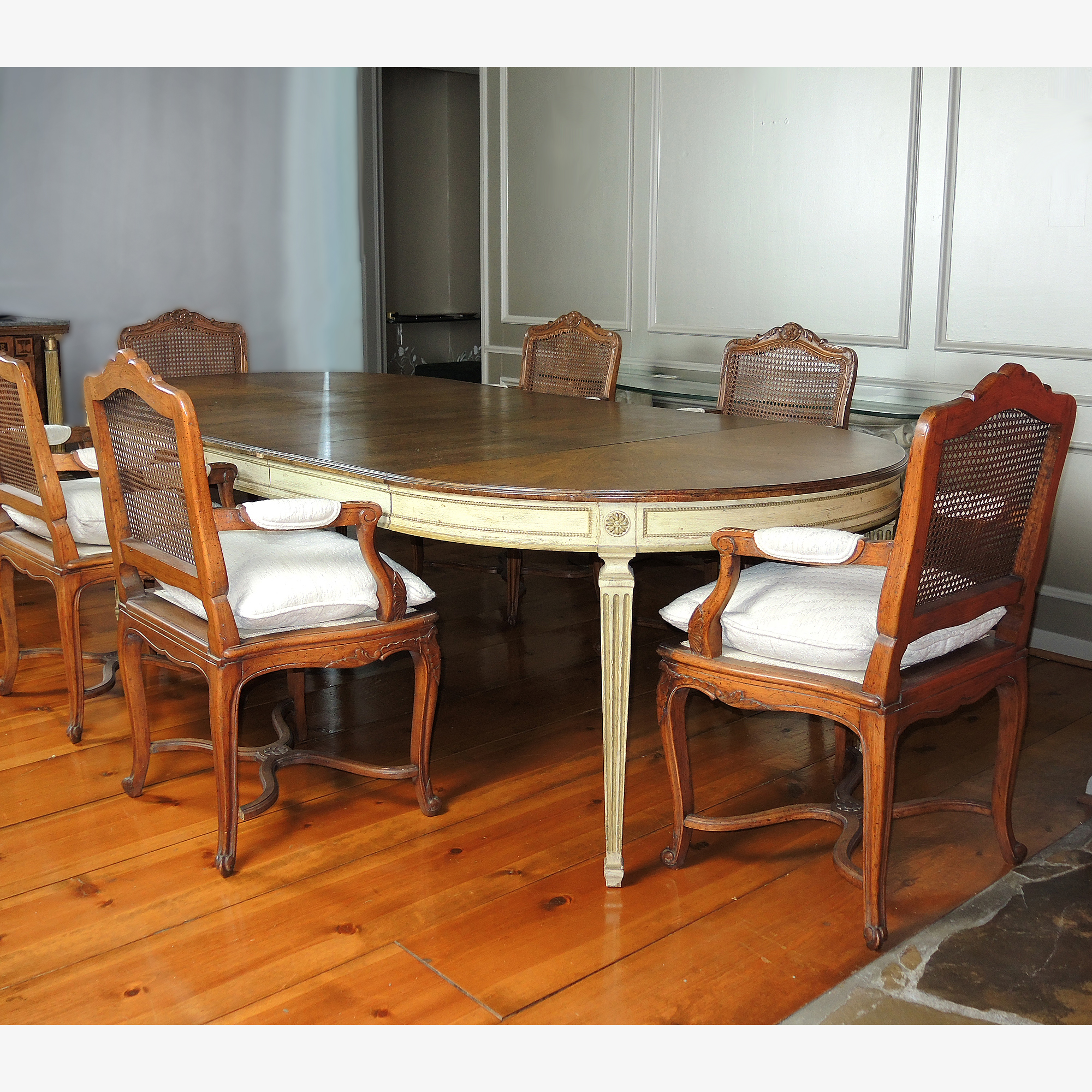 Louis XVI Style Dining Table and French Provencal Chairs