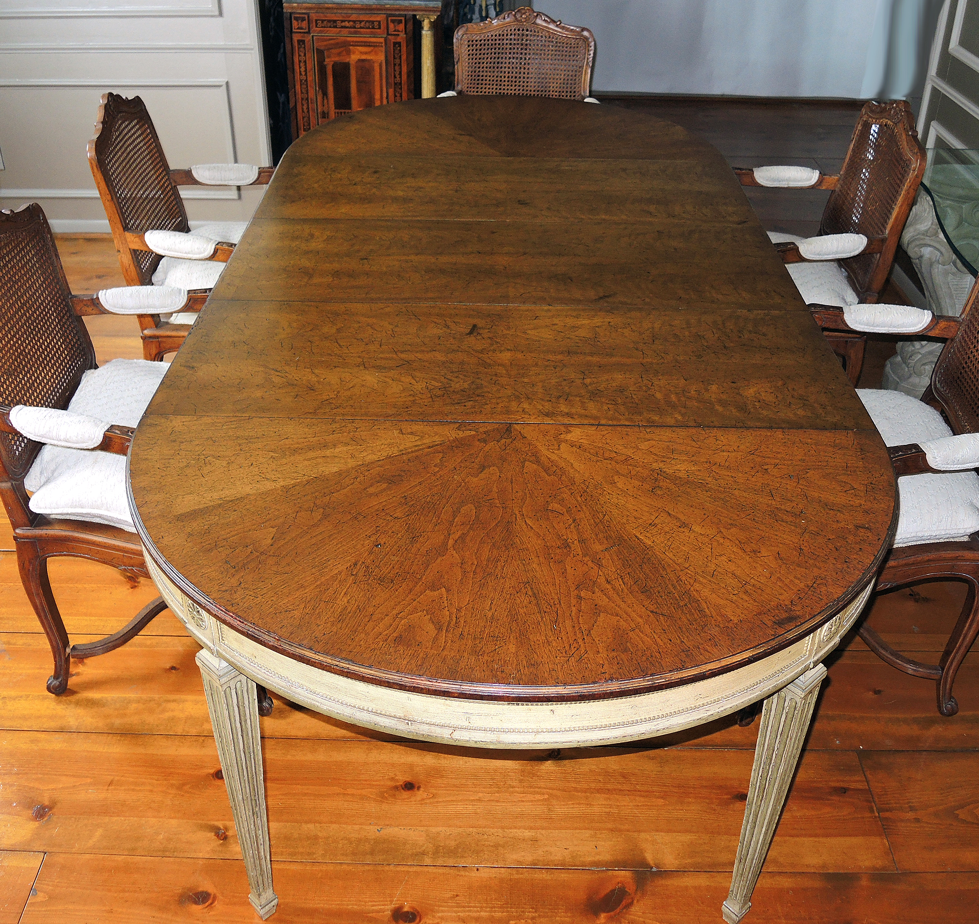 Louis XVI Style Dining Table and French Provencal Chairs