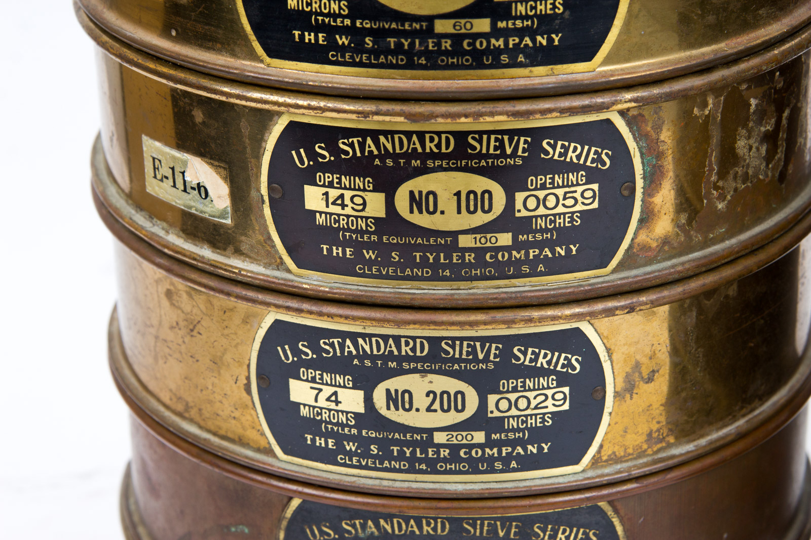 Ten Vintage Brass/Copper U.S. Standard Sieves