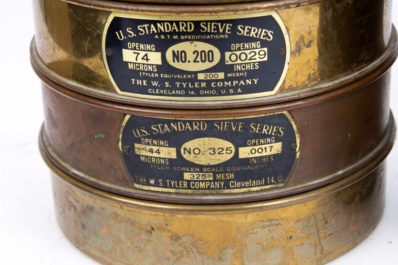 Ten Vintage Brass/Copper U.S. Standard Sieves