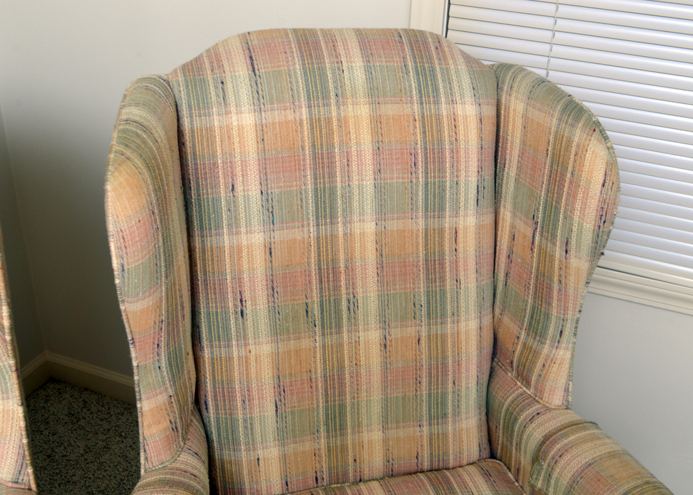 Pair of Queen Anne Style Wingback Chairs by Broyhill