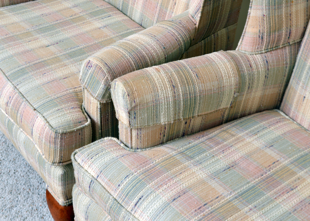 Pair of Queen Anne Style Wingback Chairs by Broyhill