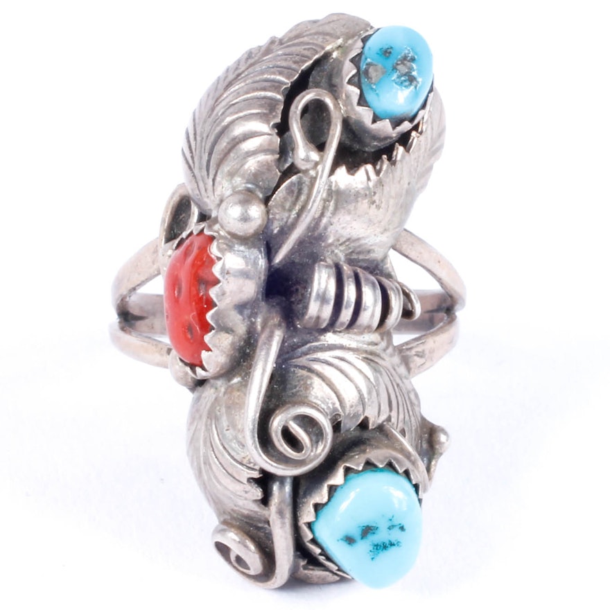 Ronnie Hurley Native American Navajo Sterling and Stone Ring