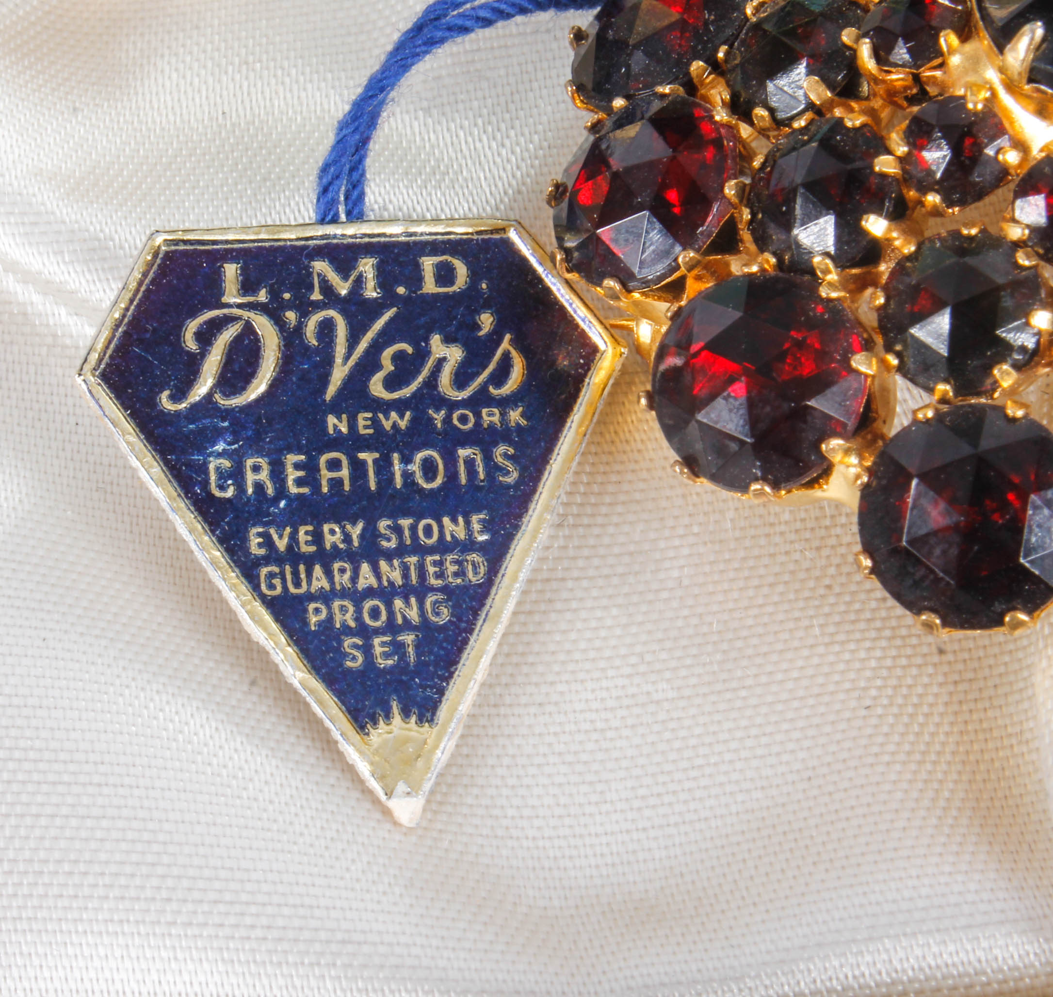 Vintage L.M.D. D'ver's New York Creations Costume Rhinestone Brooch and Earrings
