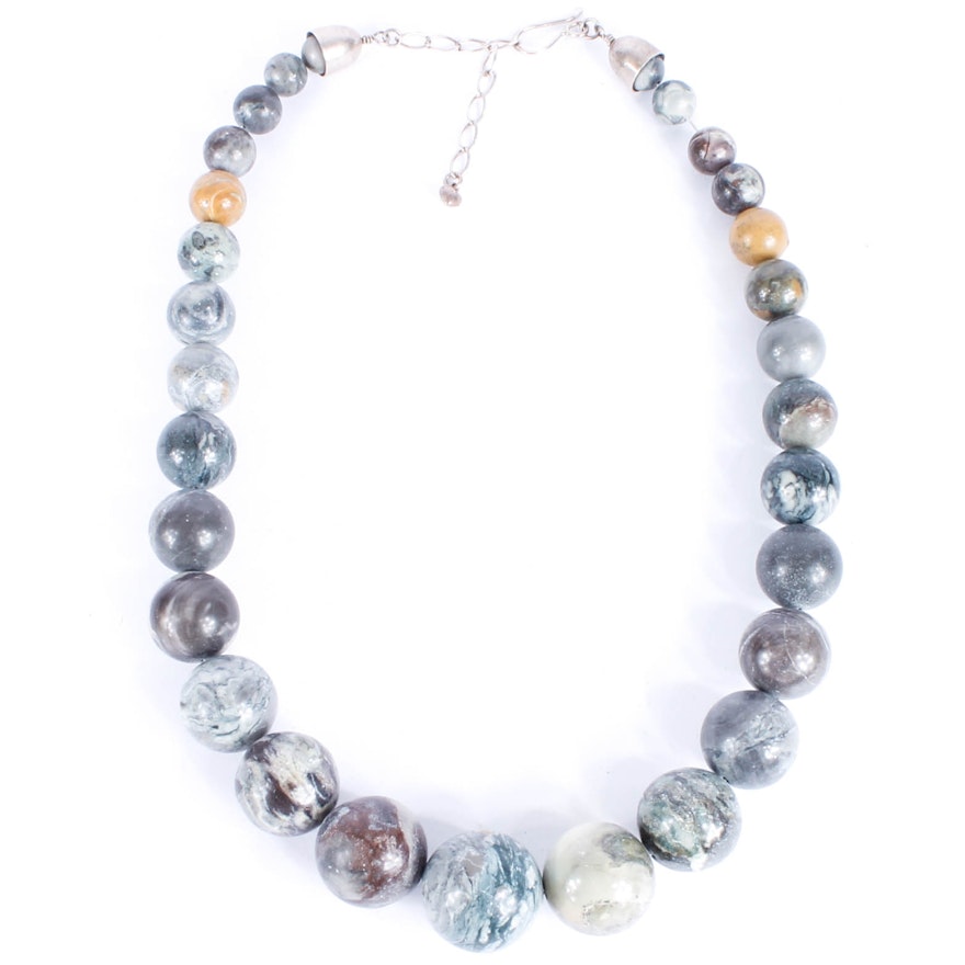 Sterling and Stone Beaded Necklace