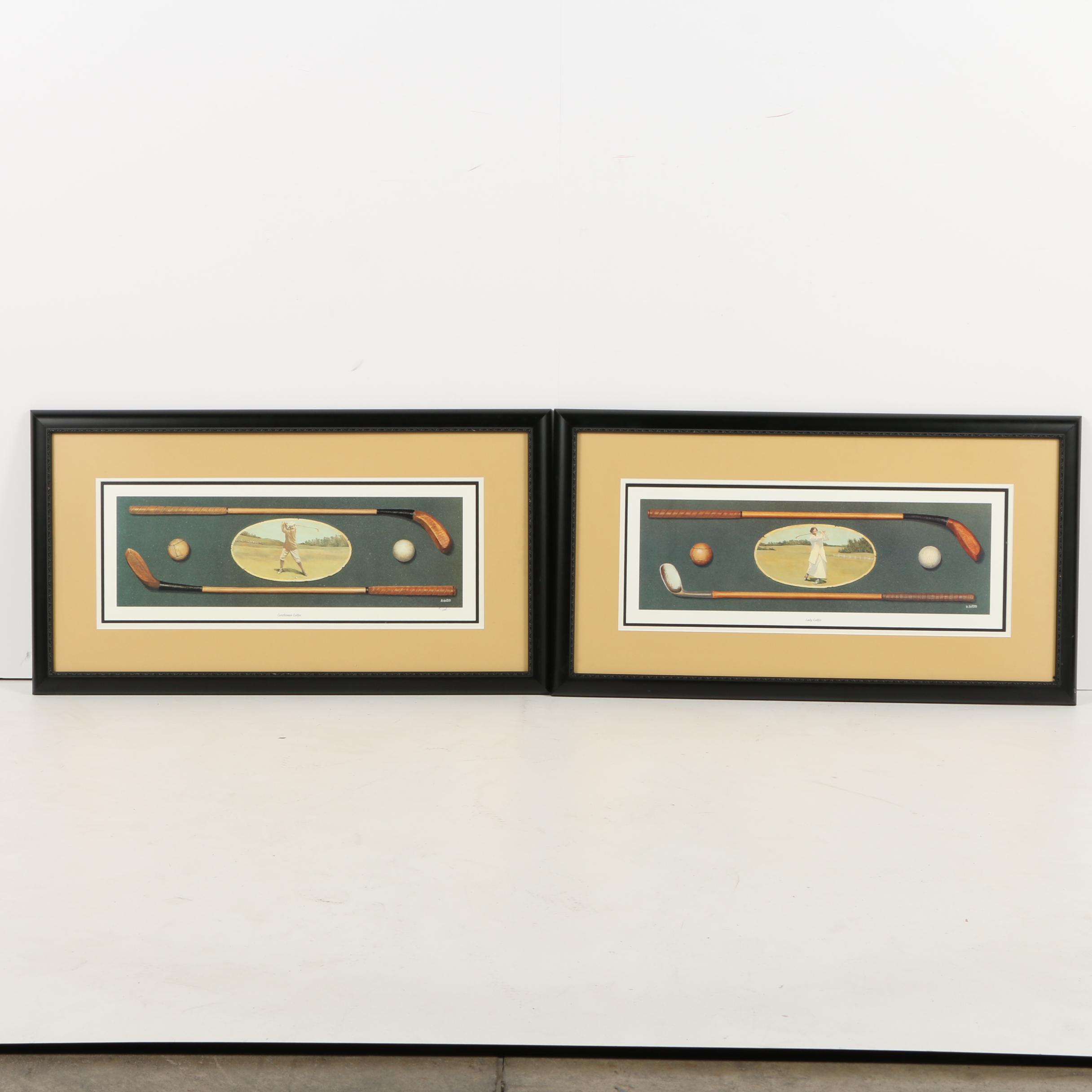 Offset Lithographs After Bernie Horton's "Lady Golfer" and "Gentleman Golfer"