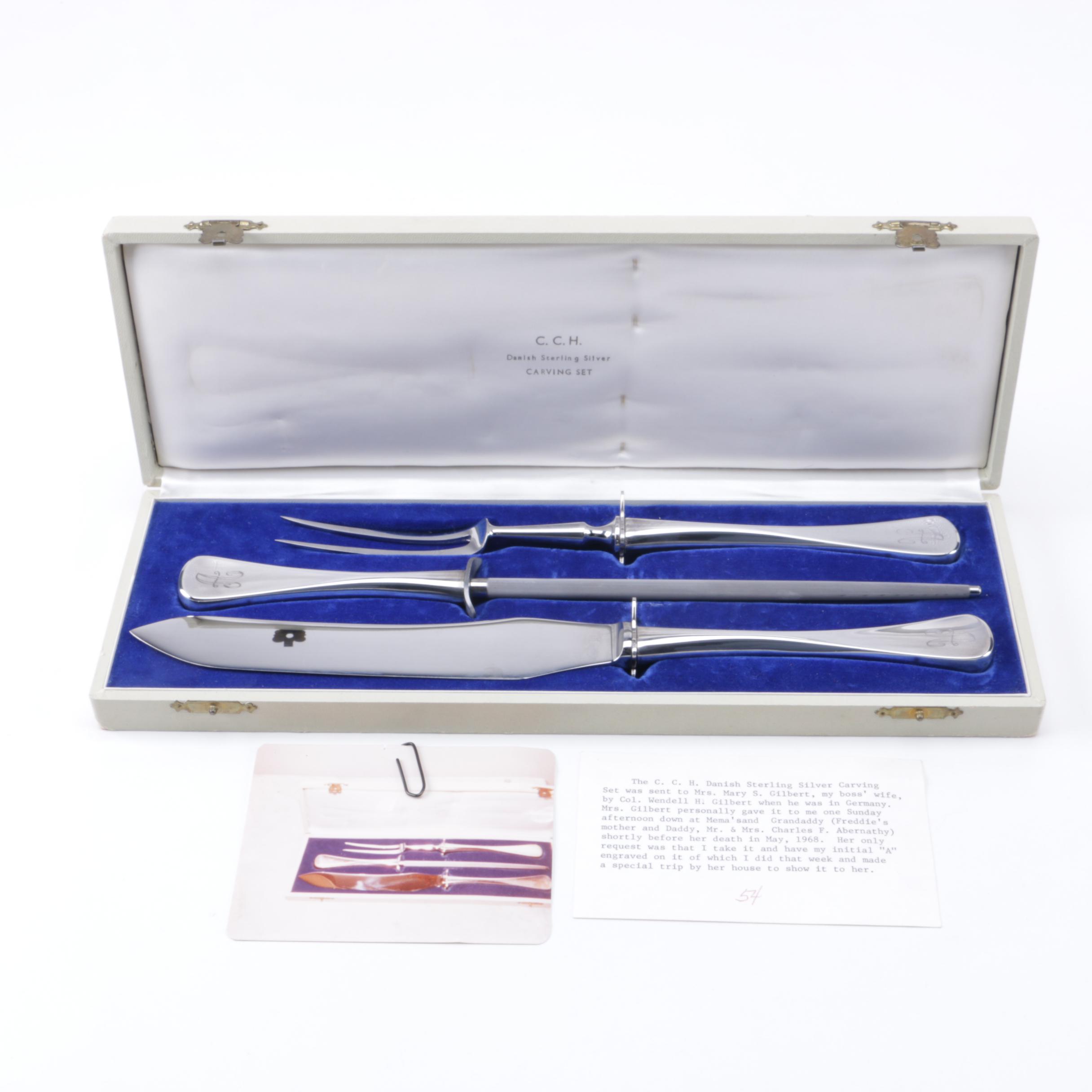 W&S Sorensen Danish Sterling Handled Carving Set