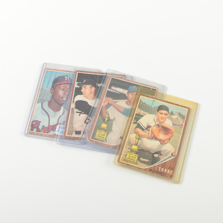 Topps 1962 "All Star Rookie", Hank Aaron and Al Kaline Baseball Cards