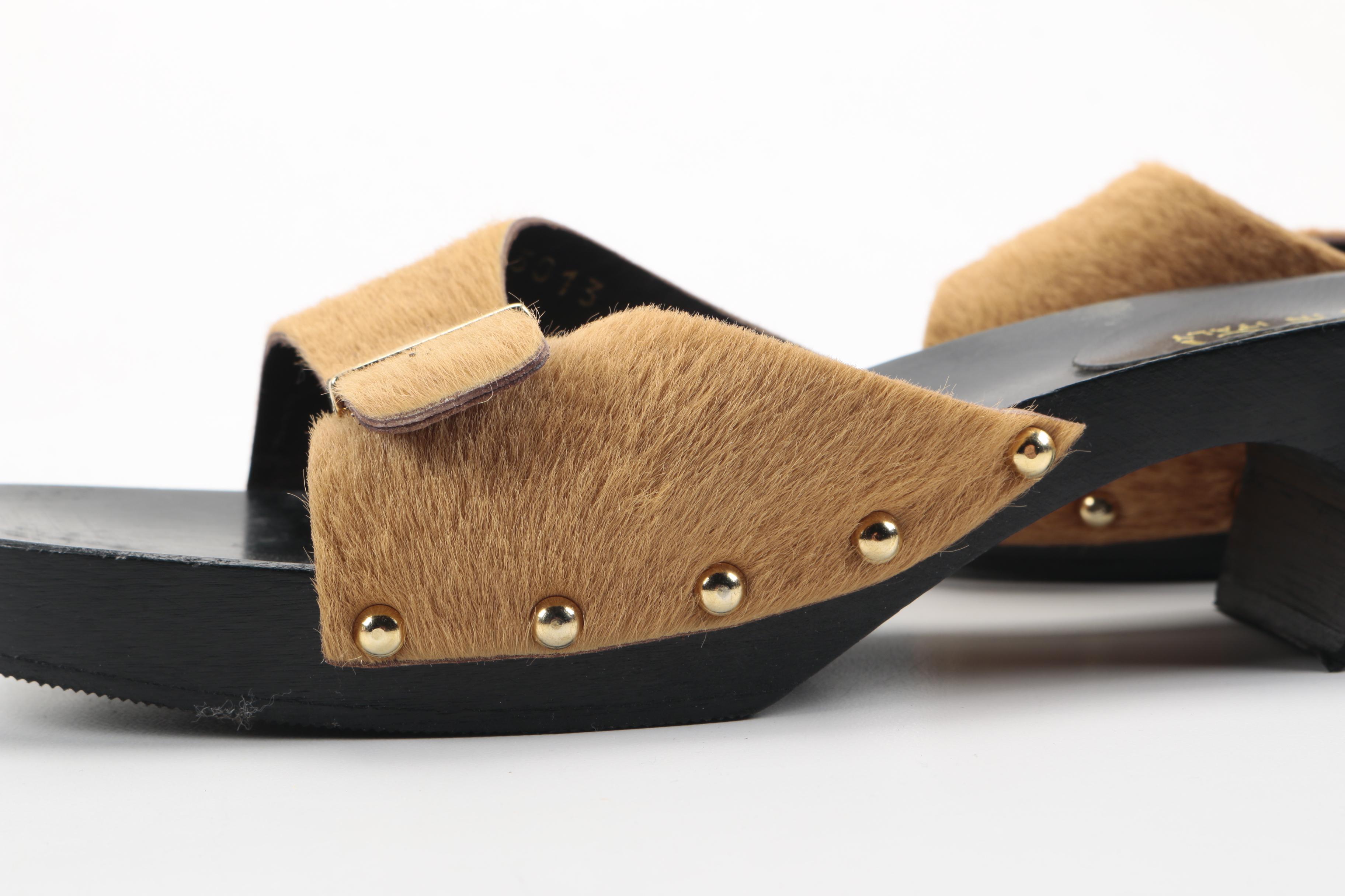 Gucci Wooden Calf Hair Slides