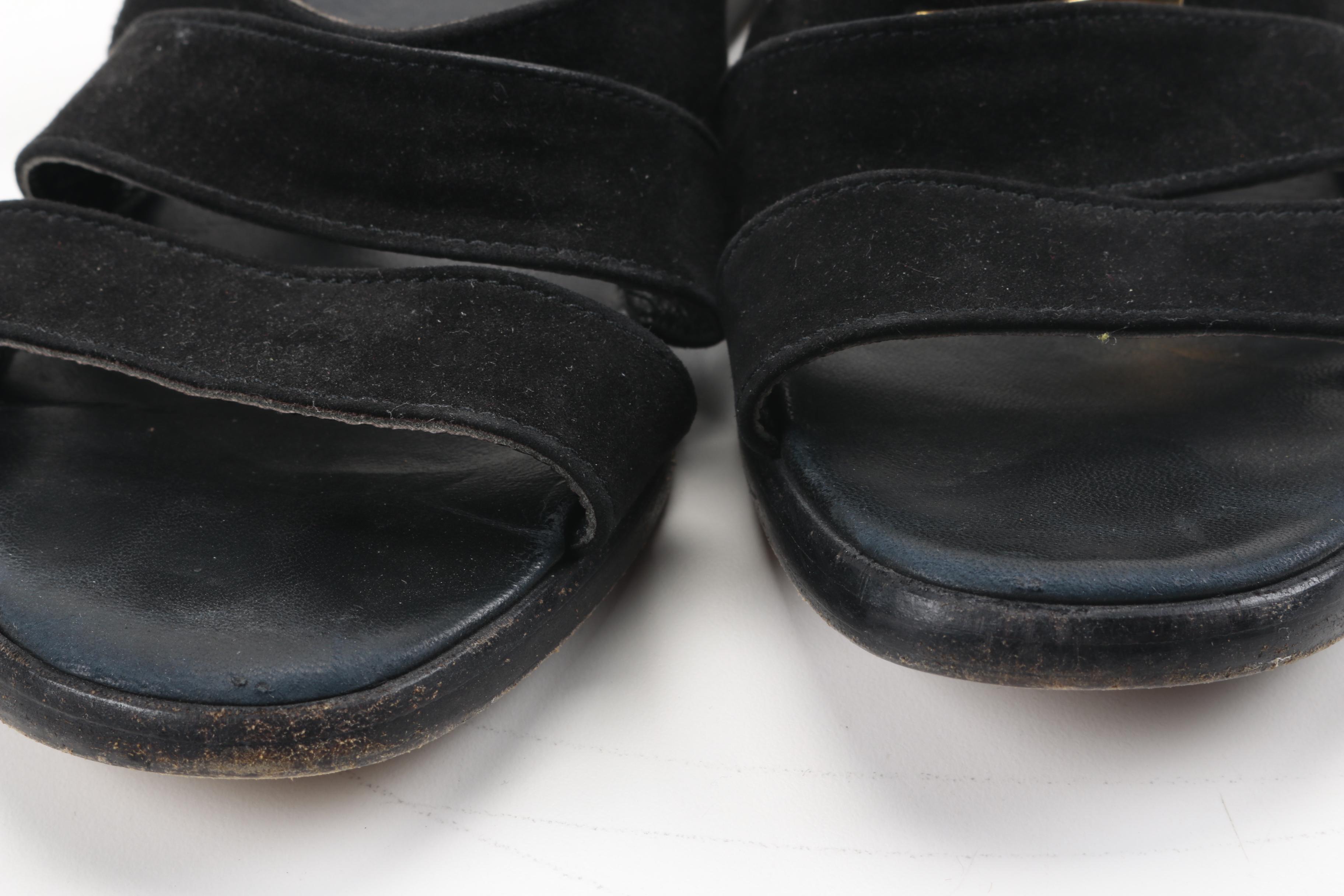 Chanel Black Suede Sandals