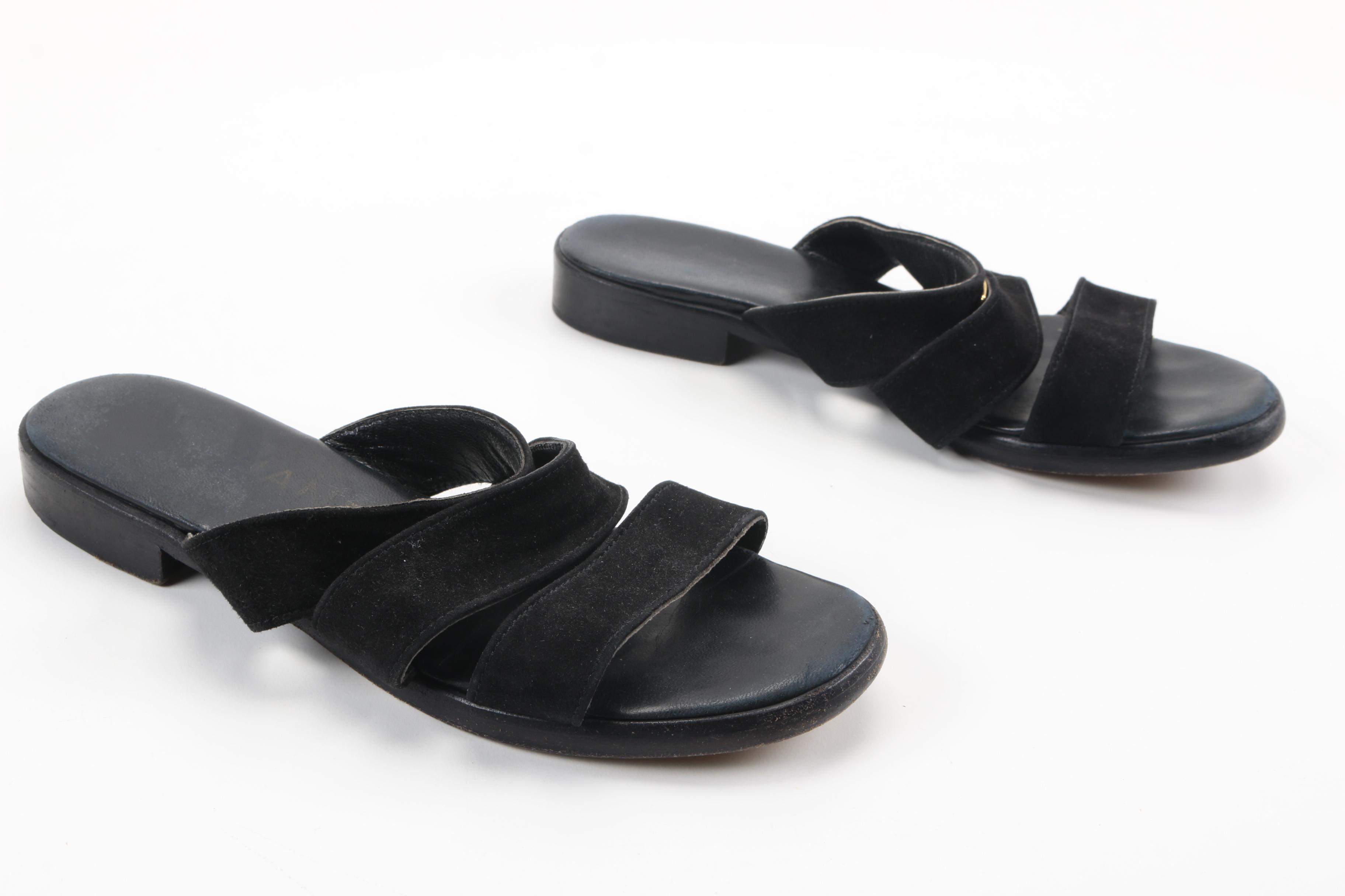 Chanel Black Suede Sandals